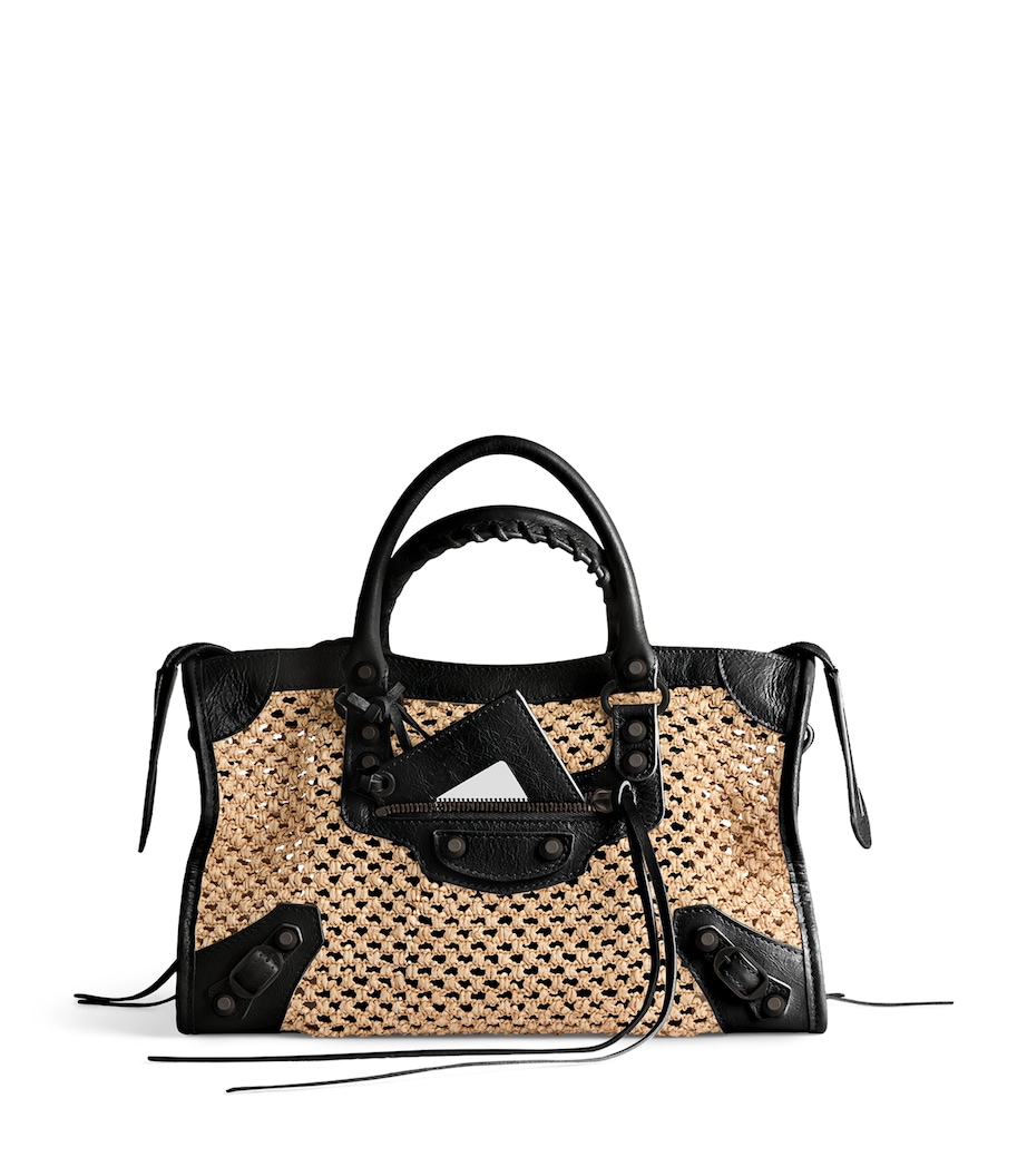 Balenciaga Small Raffia-Lambskin Le City Top-Handle Bag Image 1