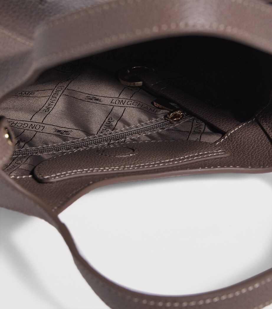 Longchamp Small Leather Le Foulonné Top-Handle Bag Taupe Image 4