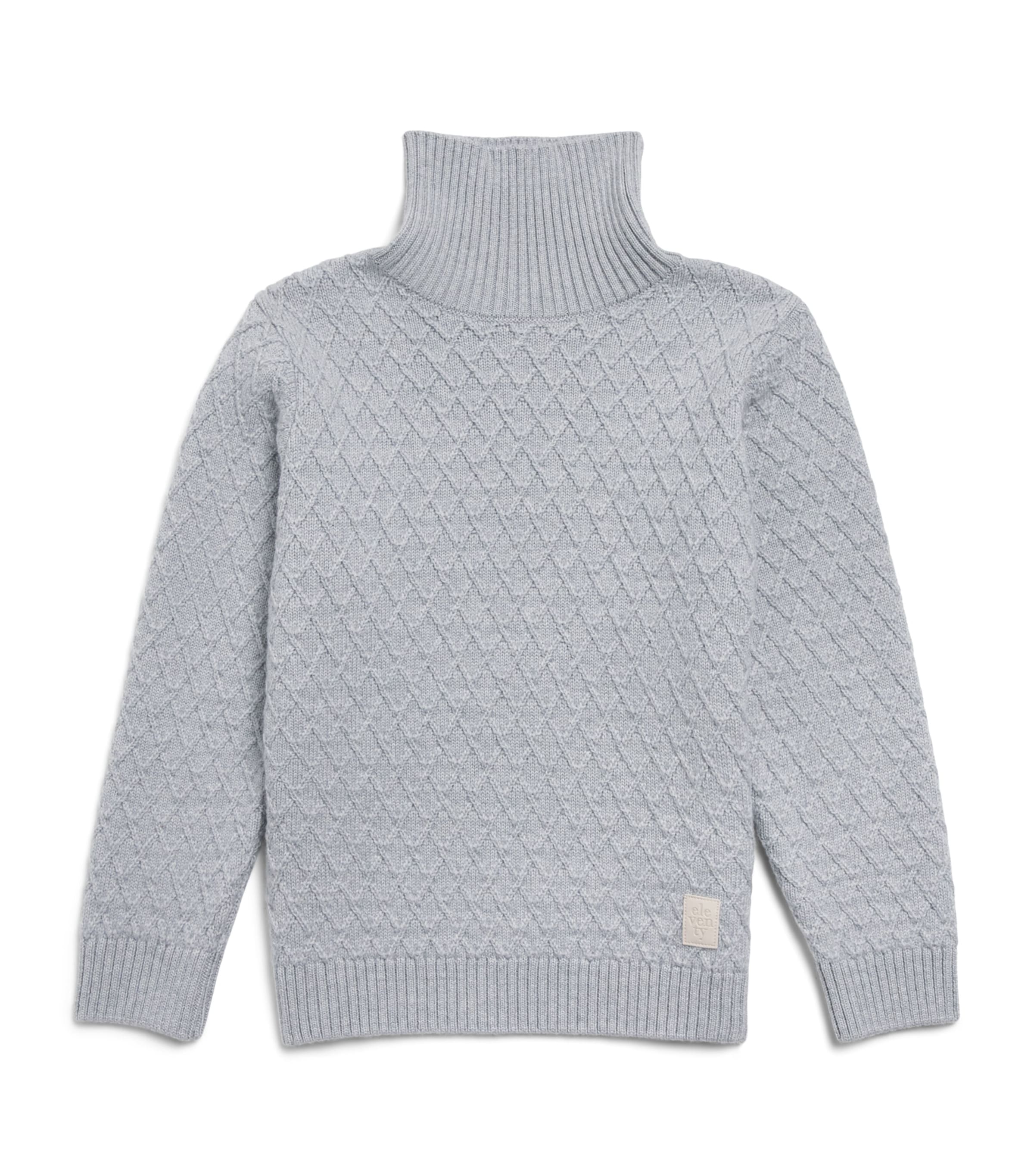 Eleventy Kids Virgin Wool Funnel-Neck Sweater (2-16 Years) Beige Chiaro Mel Image 1