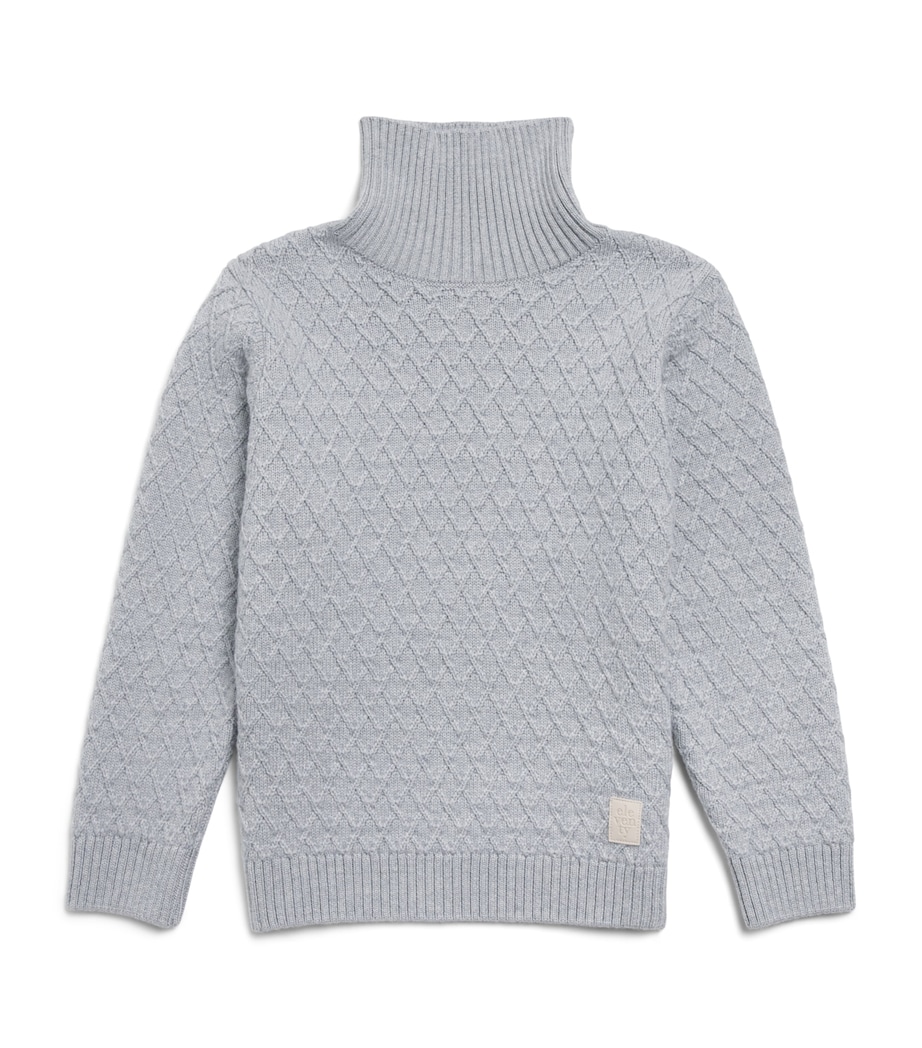 Eleventy Kids Virgin Wool Funnel-Neck Sweater (2-16 Years) Beige Chiaro Mel Image 1
