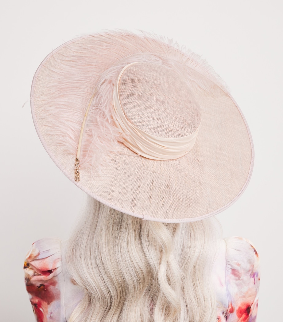 Feather-Trim Bellini Hat BLUSH Image 4