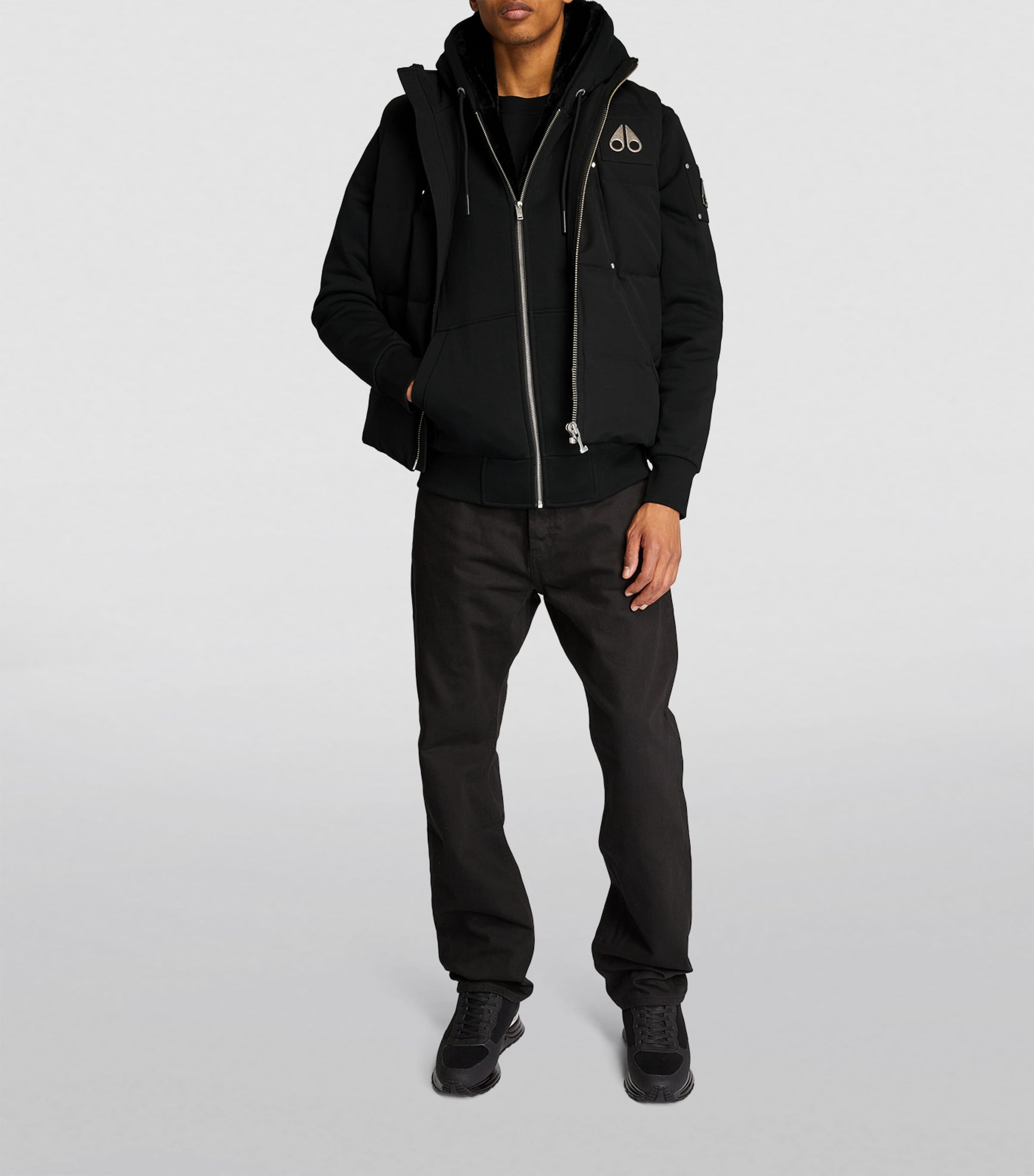 Moose Knuckles Black Padded Zip-Front Hoodie | Harrods US
