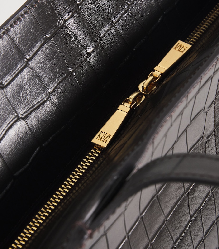 Large Leather Juniper Tote Bag CHOCOLATE CROC Image 6