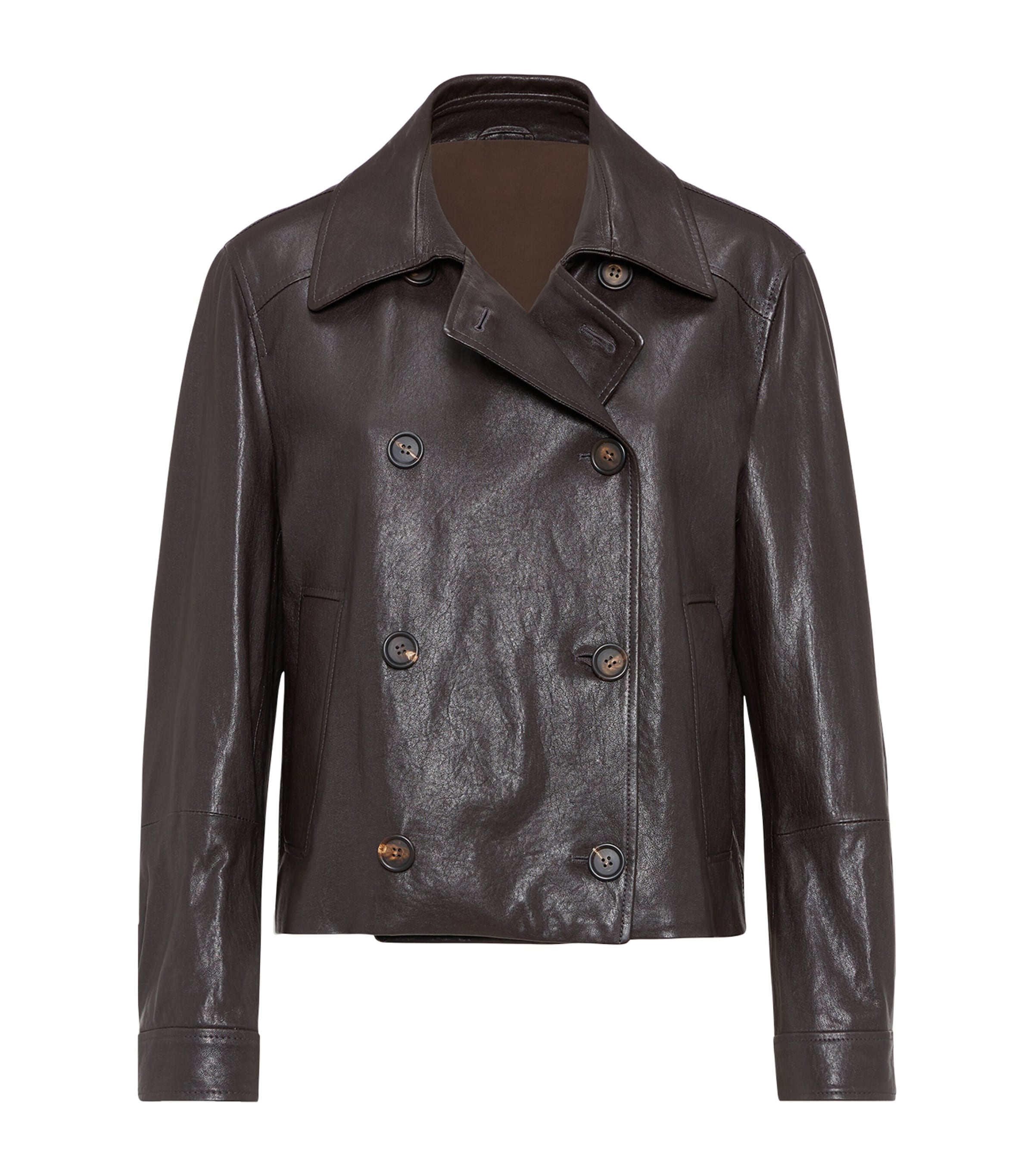 Brunello Cucinelli Cropped Caban Casual Jackets And Parka Brown In Brown