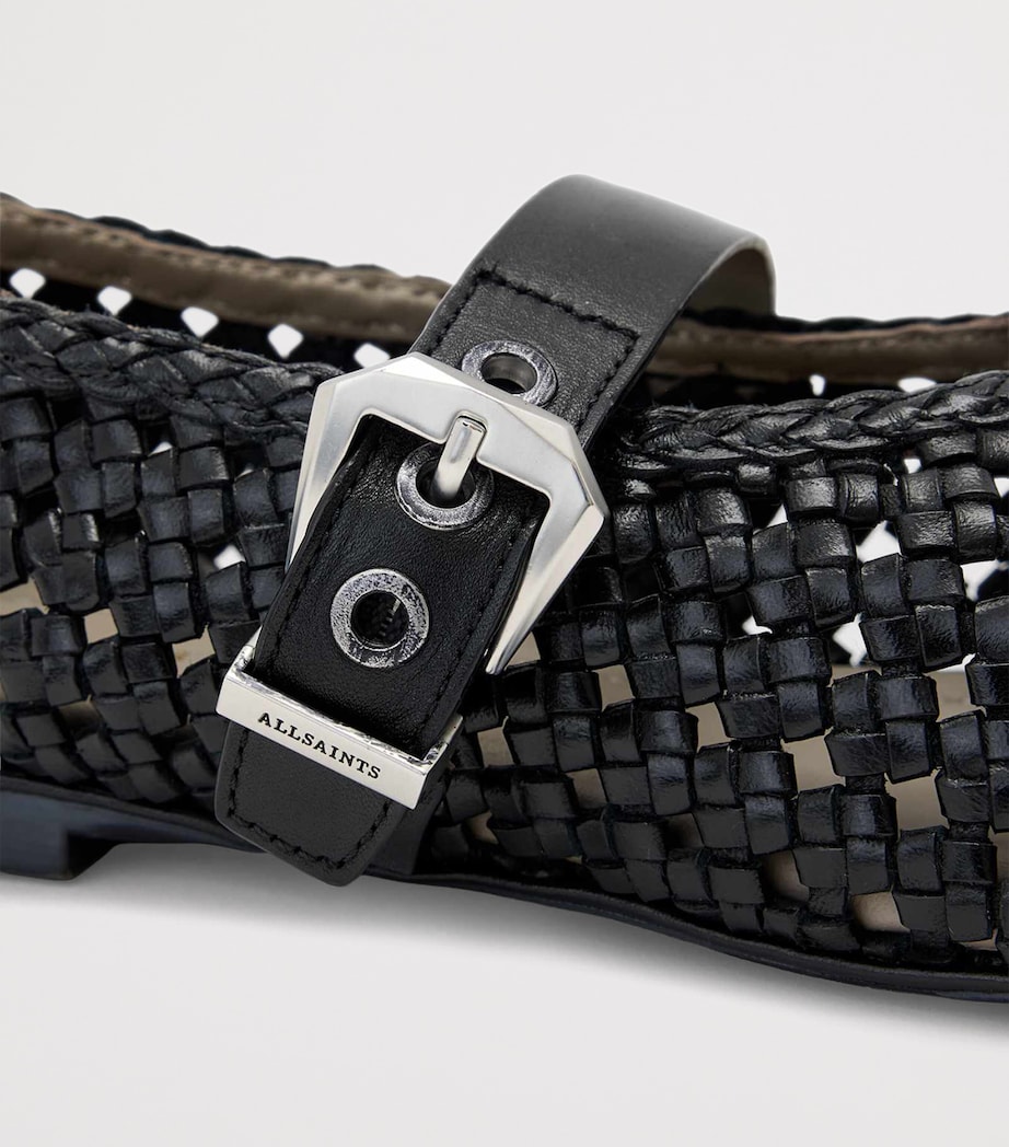 AllSaints Woven Leather Sabine Ballet Flats Black Image 5