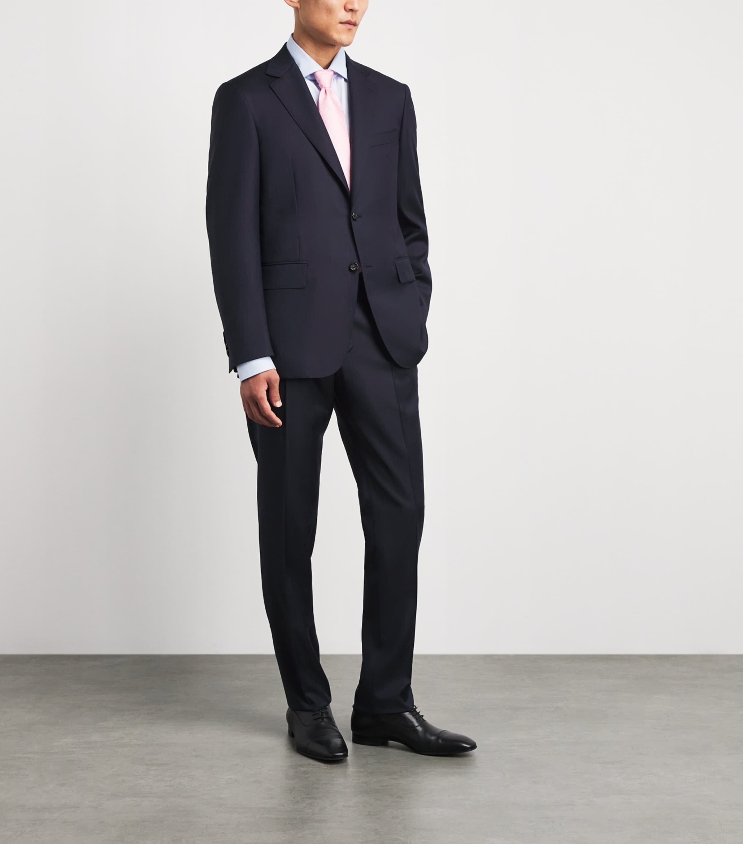 Canali Mens Wool Pinstripe 2-Piece Suit Navy Image 2