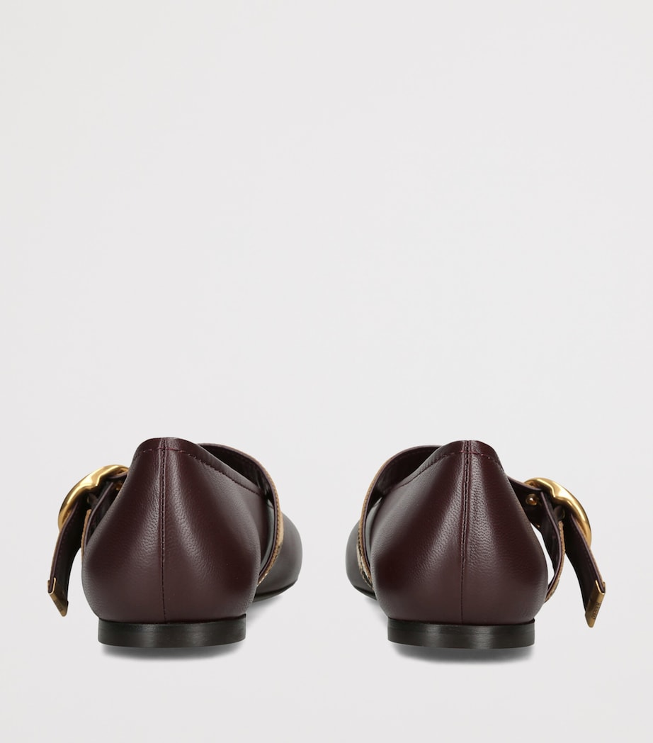 Burberry Leather Robin Ballet Flats Wine Image 4
