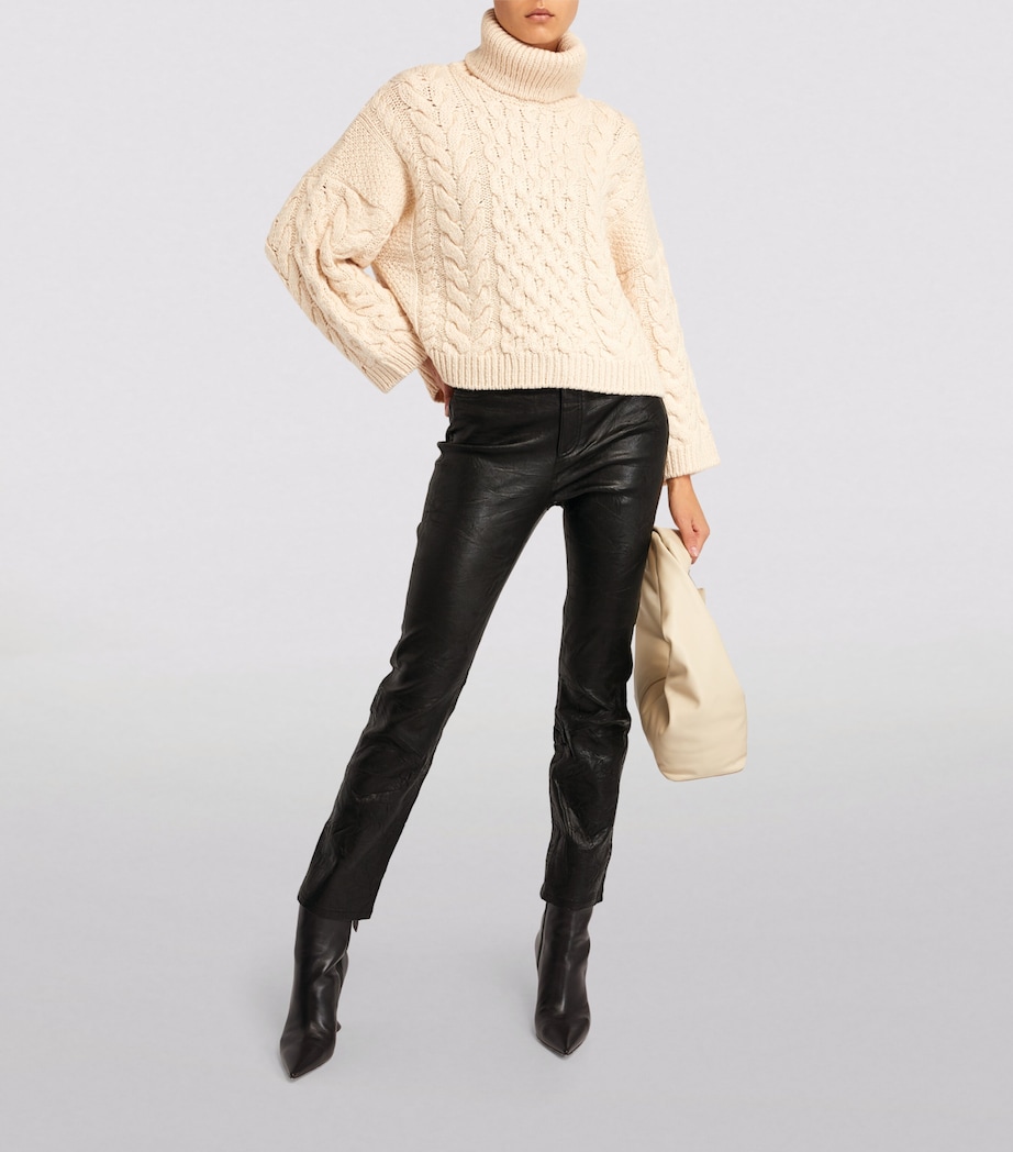 Leather High-Rise Cindy Trousers BLACK Image 2