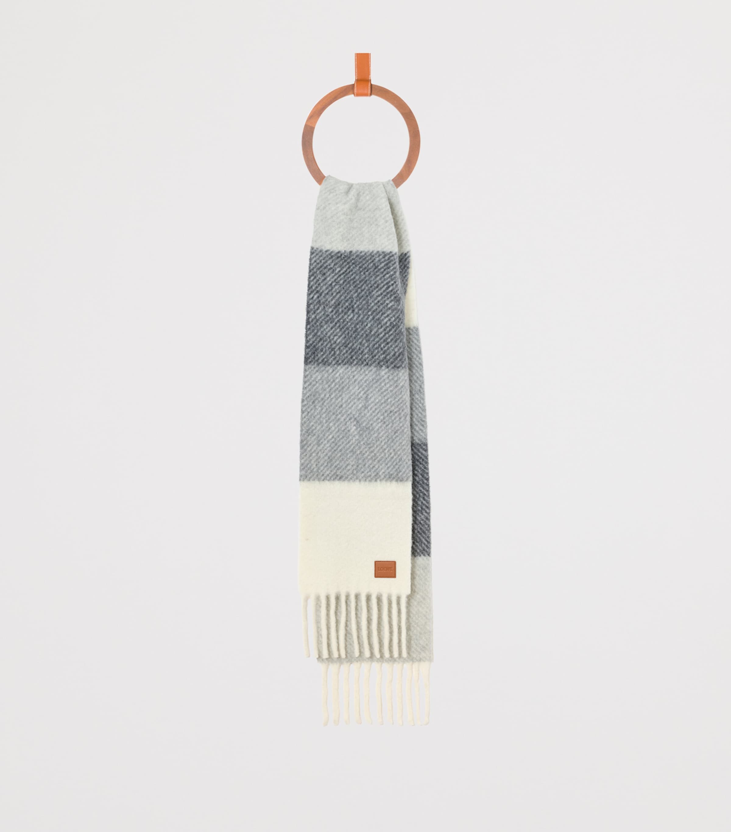 Alpaca-Wool-Blend Jacquard Stripe Scarf GREY WHITE Image 2