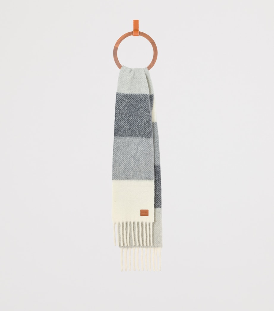 Alpaca-Wool-Blend Jacquard Stripe Scarf GREY WHITE Image 2
