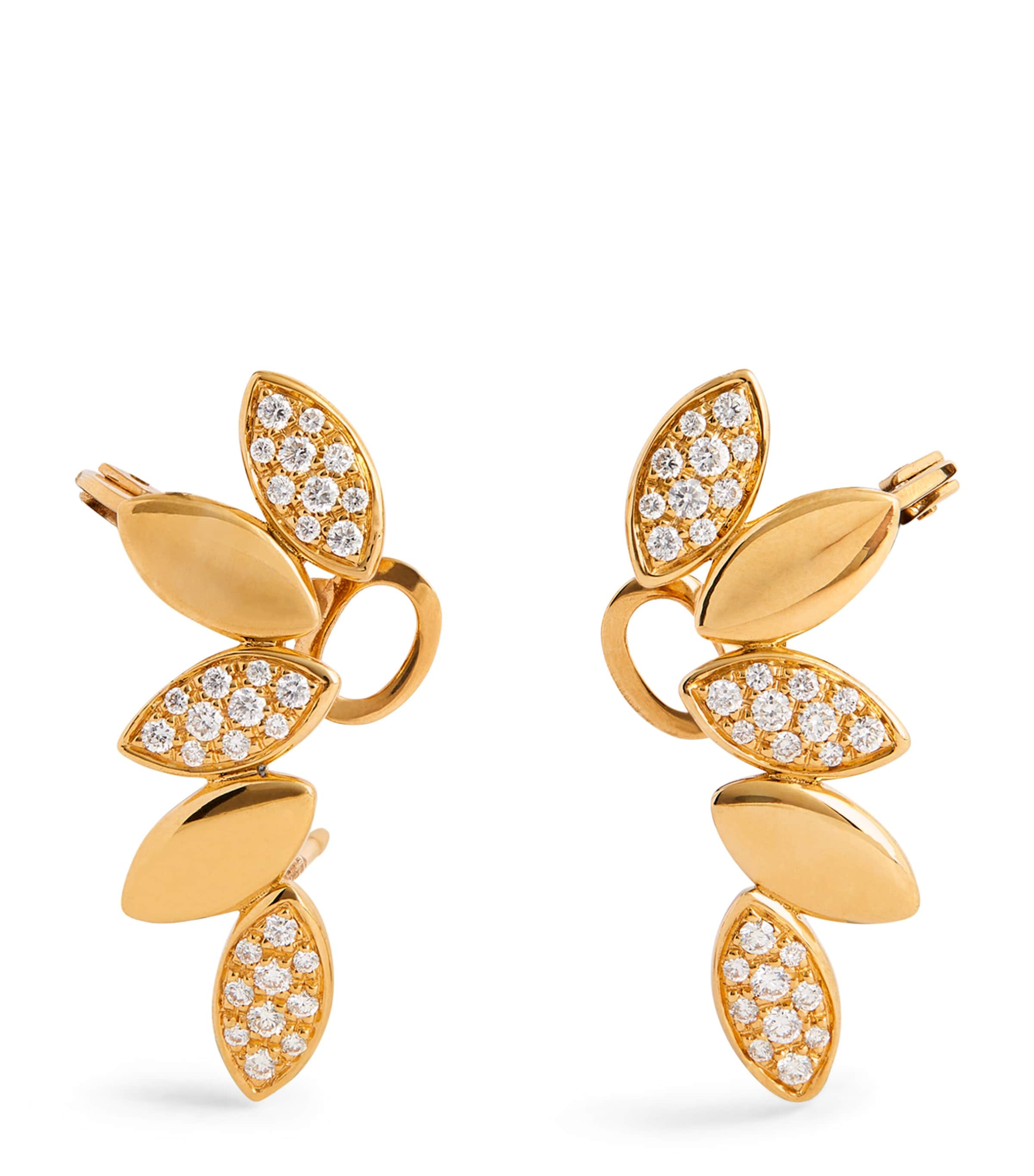 Netali Nissim Yellow Gold And Diamond Navette Earrings