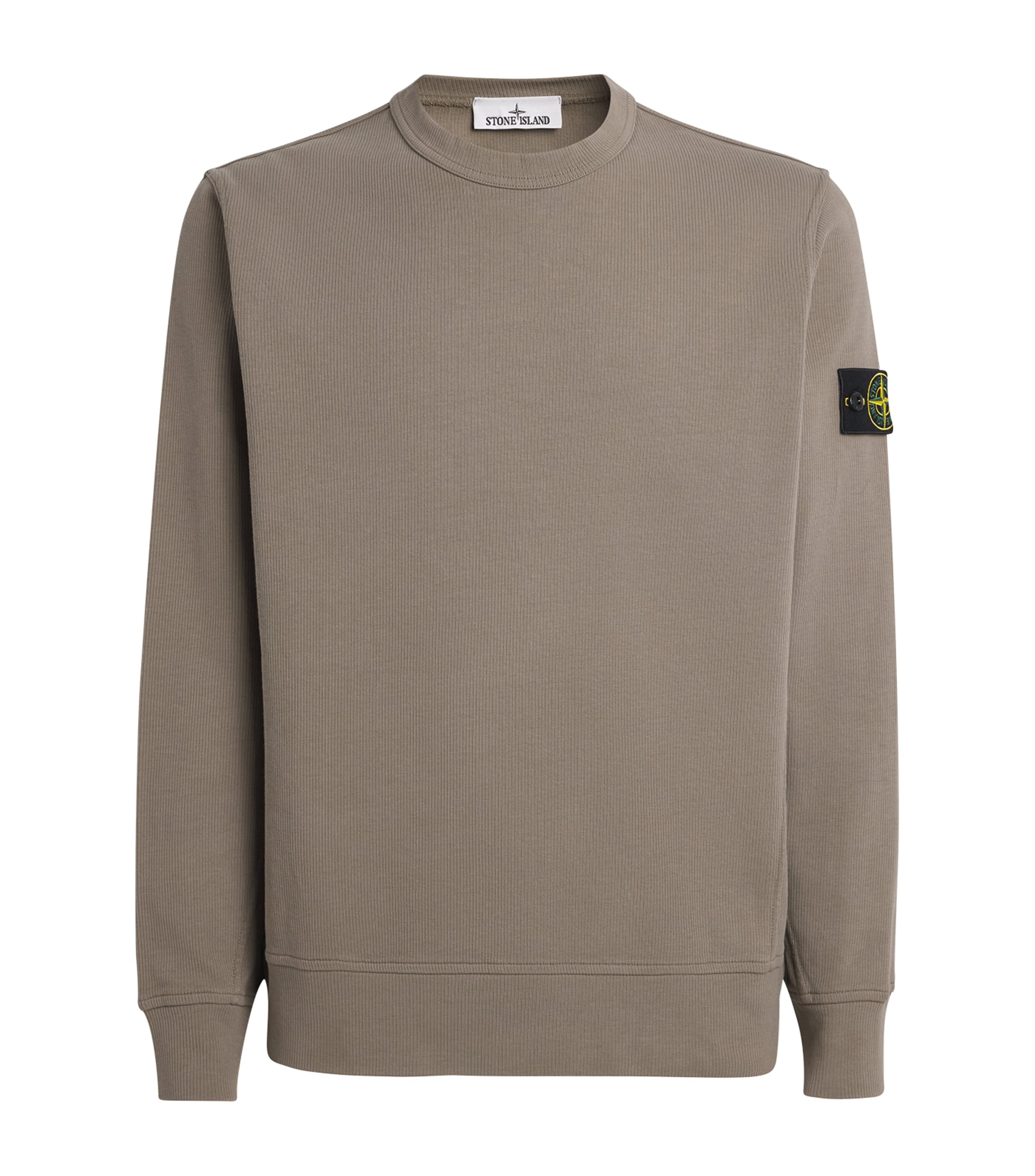 Stone Island Mens Ribbed Compass Patch Sweatshirt Image 1