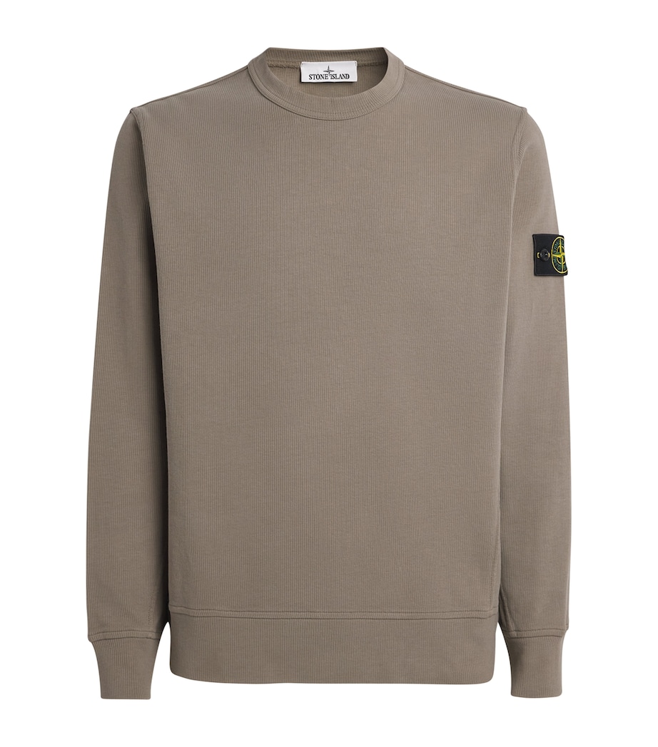 Stone Island Mens Ribbed Compass Patch Sweatshirt Image 1