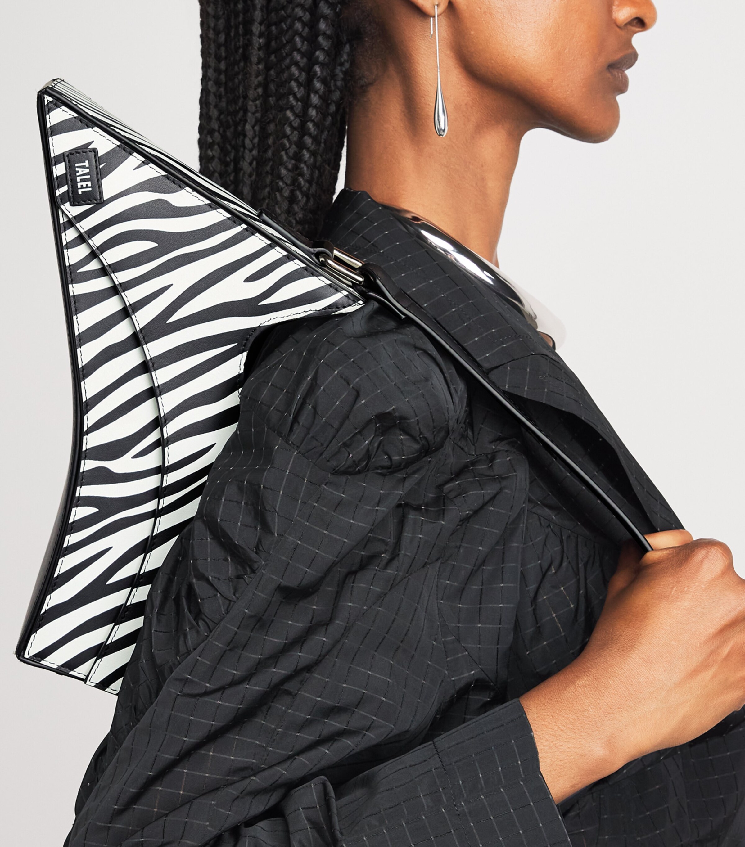 Talel Paris Leather Zebra Wave Shoulder Bag Zebra Image 4