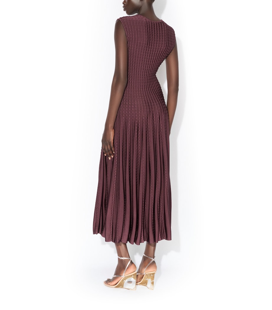 Alaïa Womens Pleated Midi Dress Bordeaux Image 3