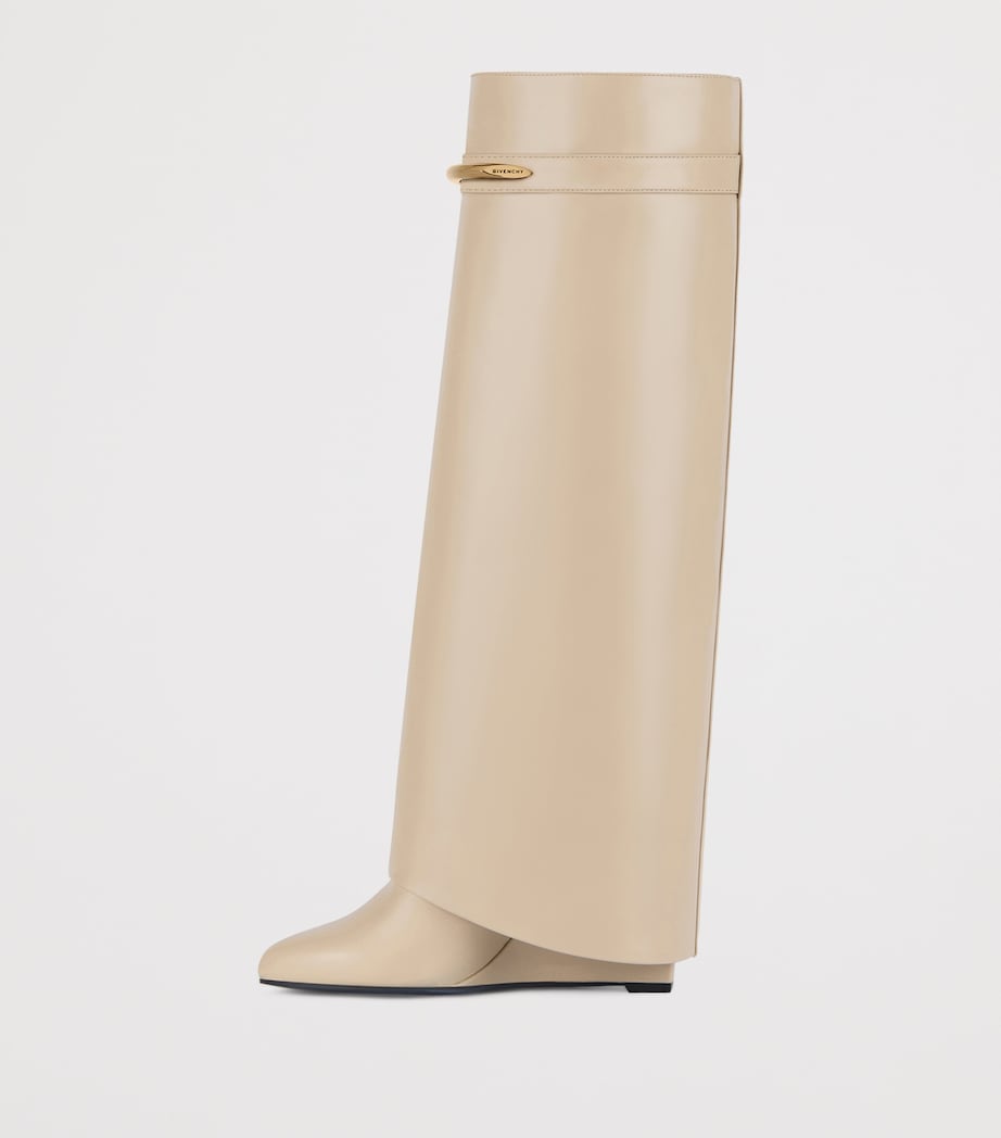 Leather Shark Knee-High Boots 95 BEIGE Image 3