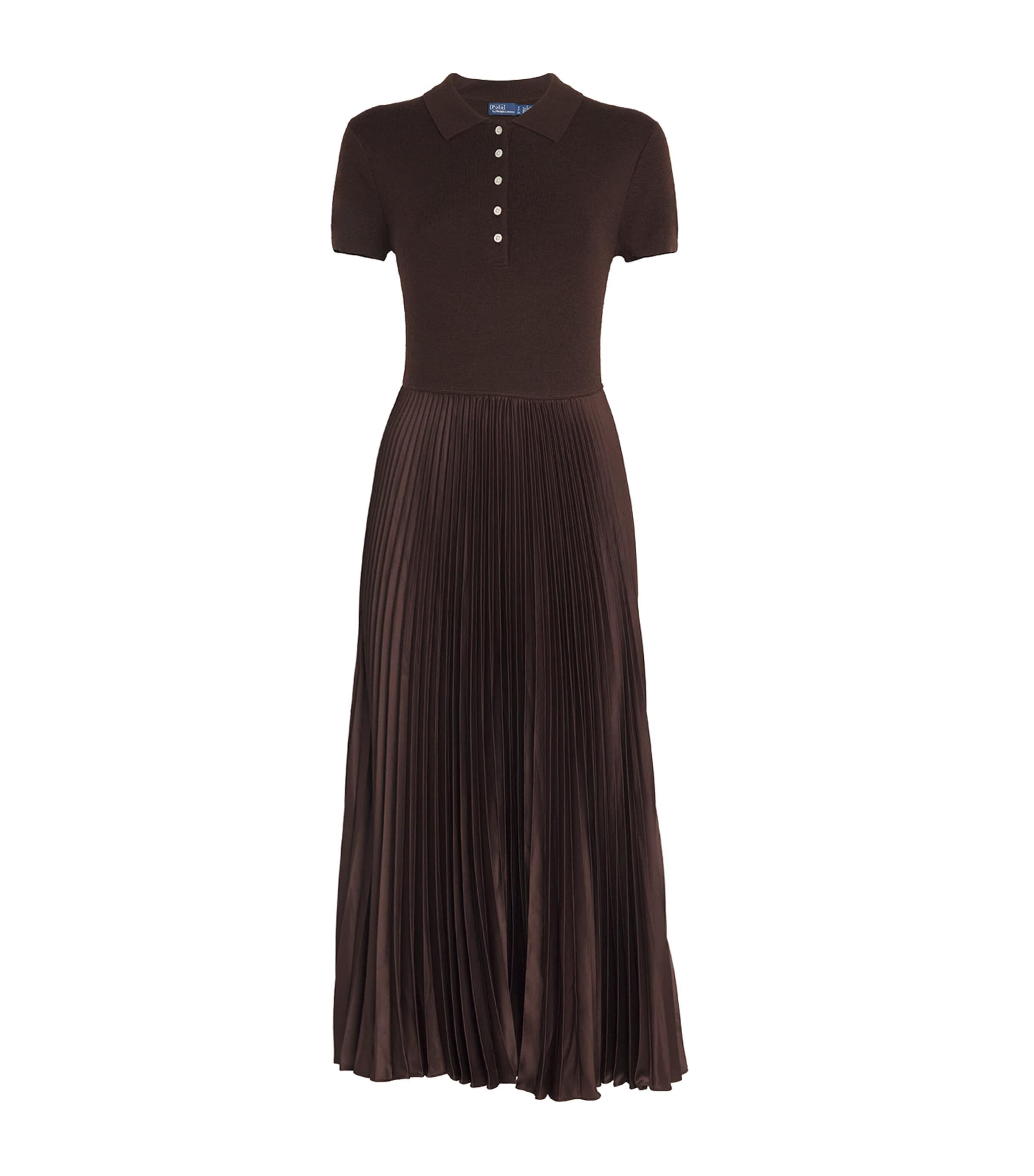 Polo Ralph Lauren Wool-silk-cashmere Midi Dress In Brown