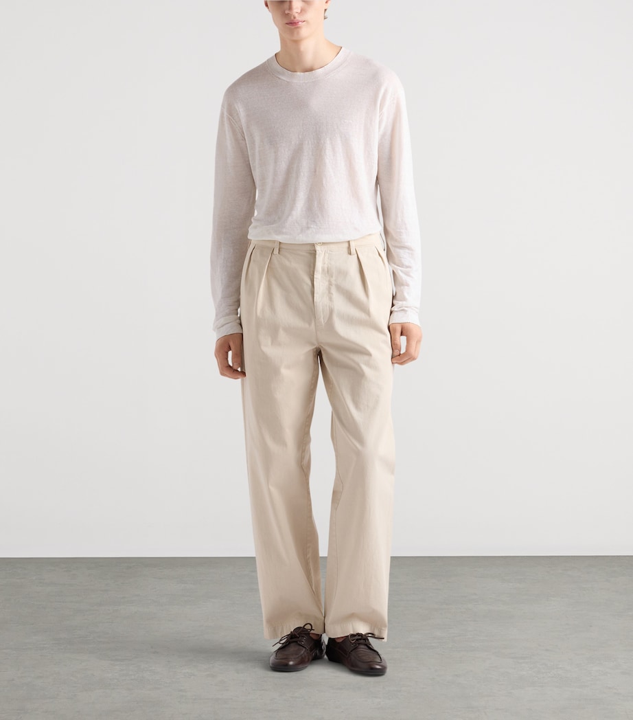 Prada Mens Cotton Wide-Leg Trousers Neutral Image 2