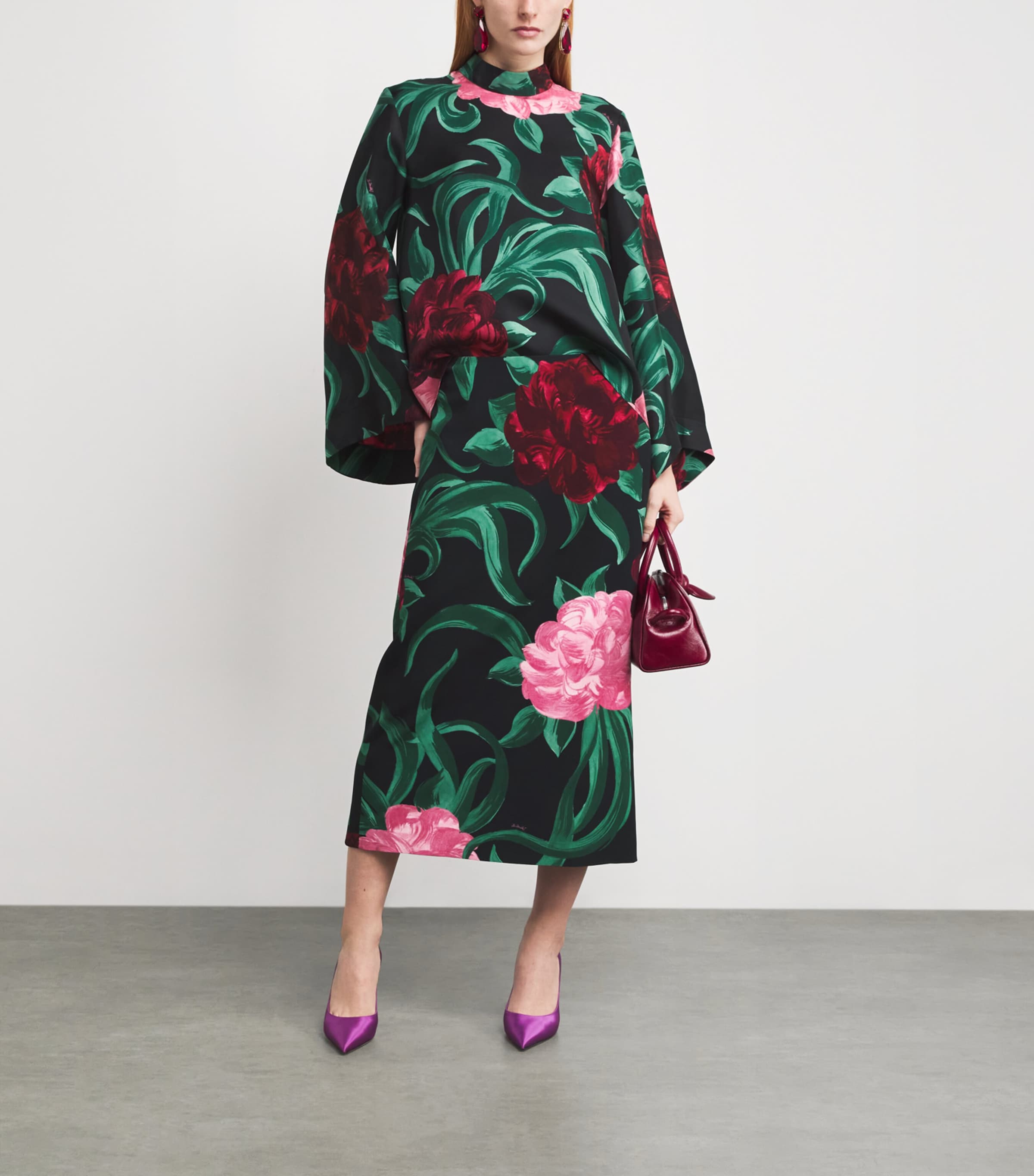 Silk Floral Pencil Skirt BL01PEONY Image 2