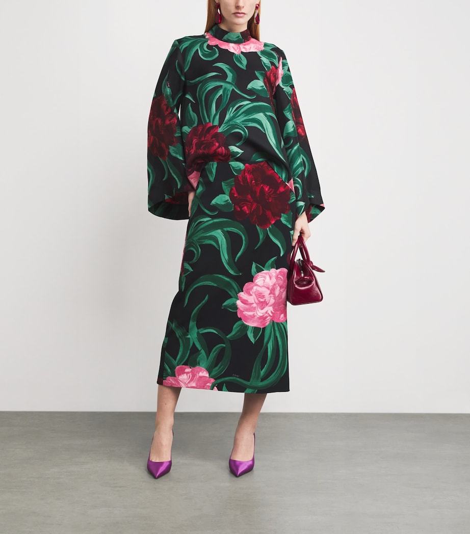 Silk Floral Pencil Skirt BL01PEONY Image 2