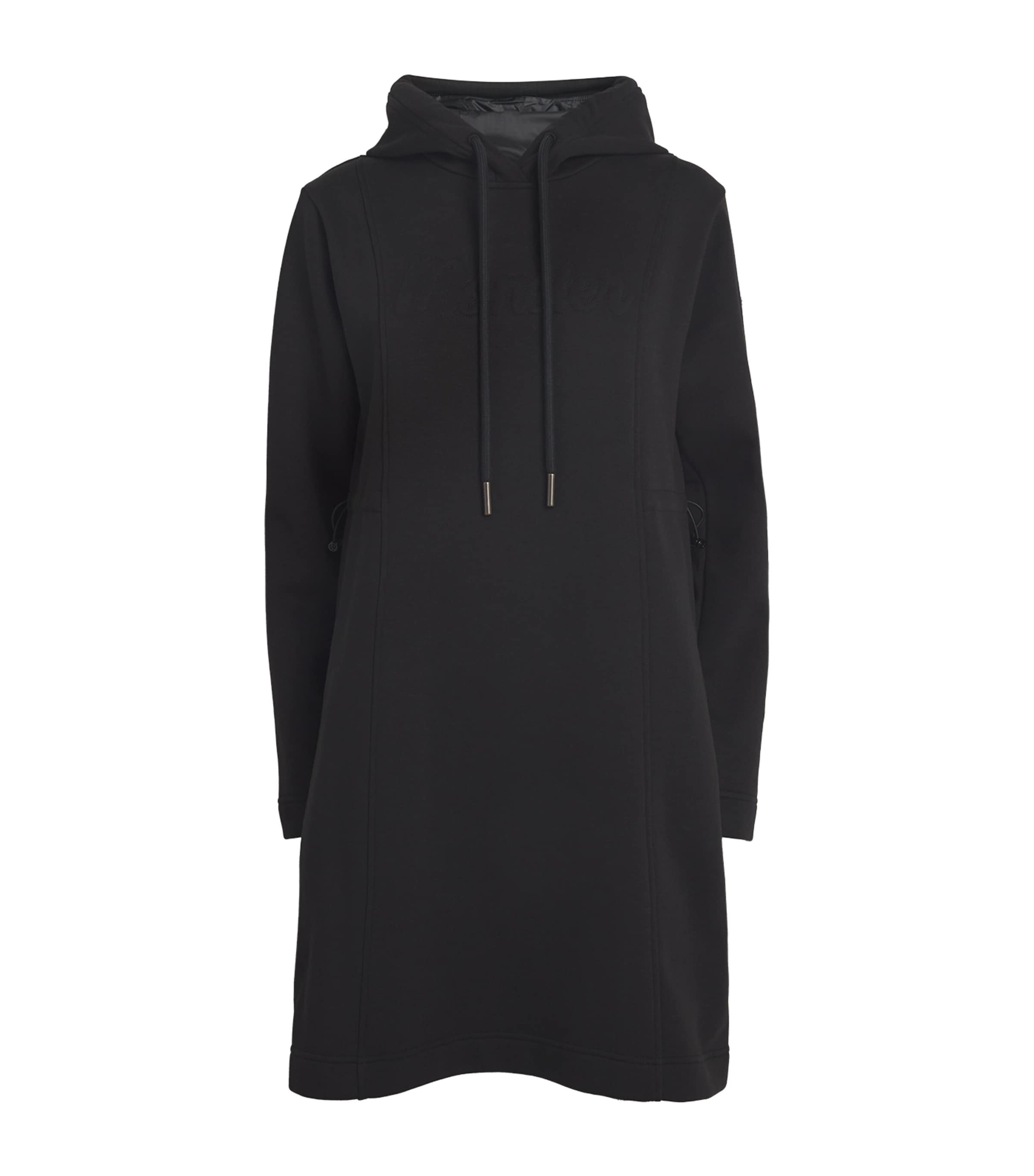 Shop Moncler Fleece Hooded Mini Dress In Black