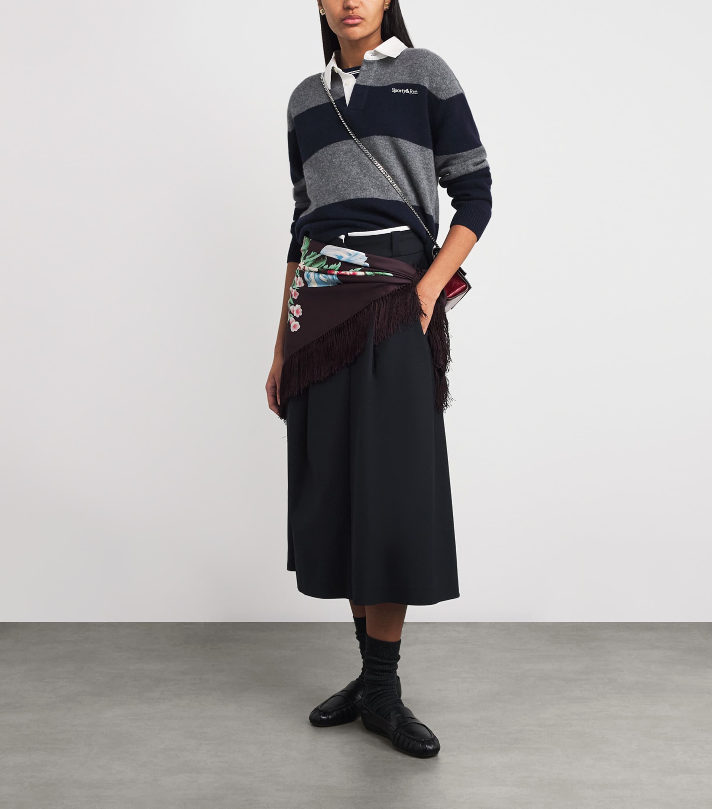 Silk Floral Print Scarf 001 BLCK CHAIR FLORL Image 3