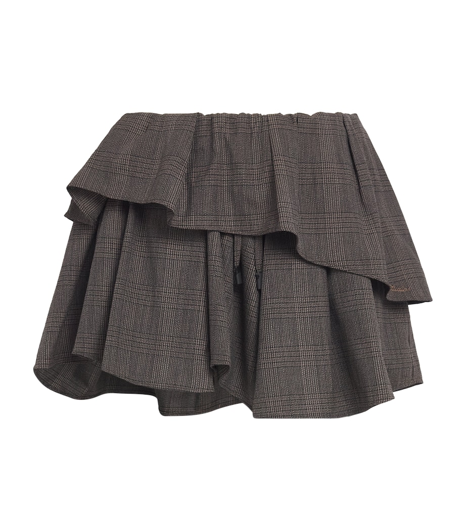 Acne Studios Womens Wool-Blend Check Ruffle Mini Skirt Brown/black Image 1