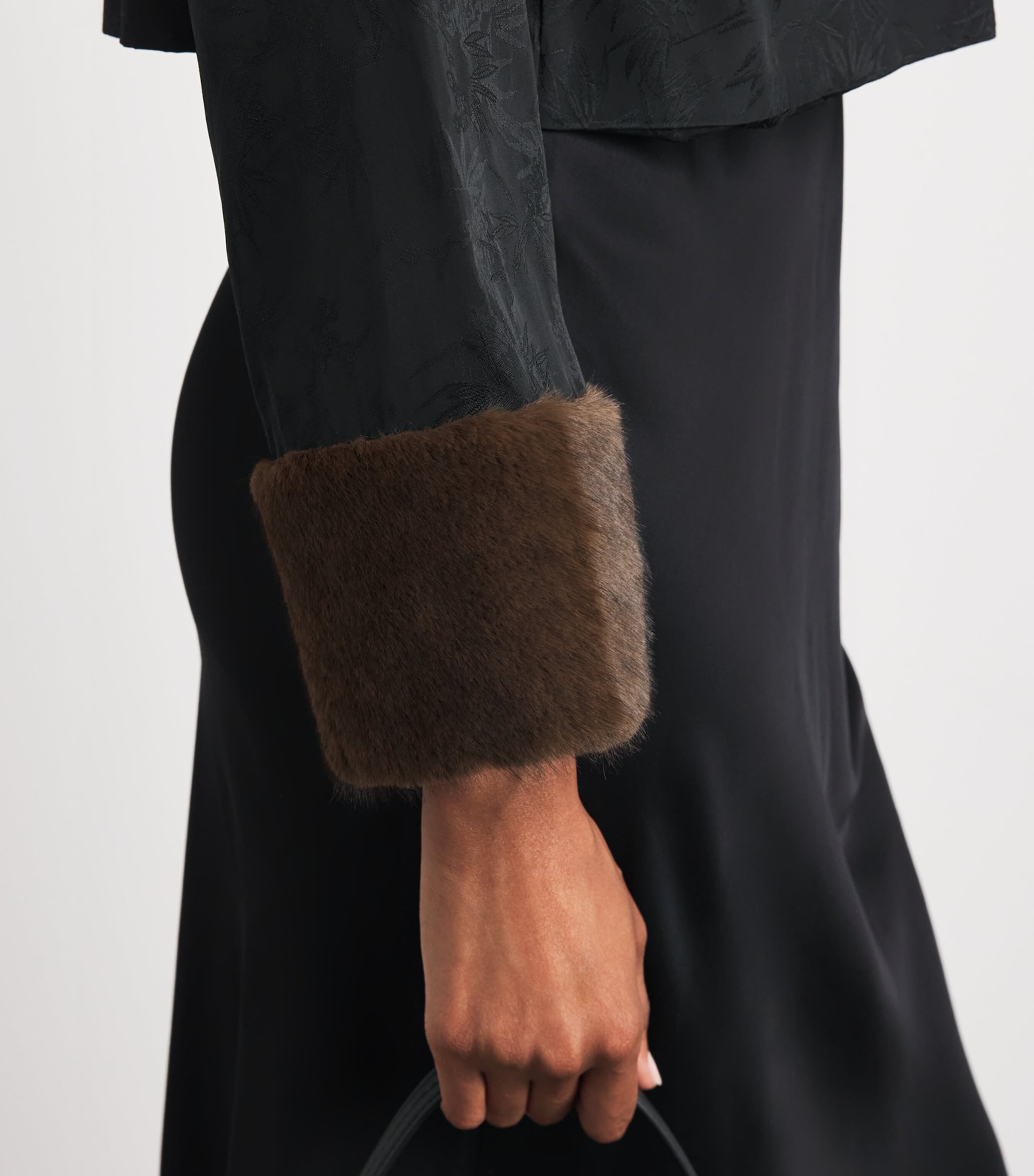 Rixo Womens Faux Fur-Trimmed Jacquard Luanne Jacket Black Image 3