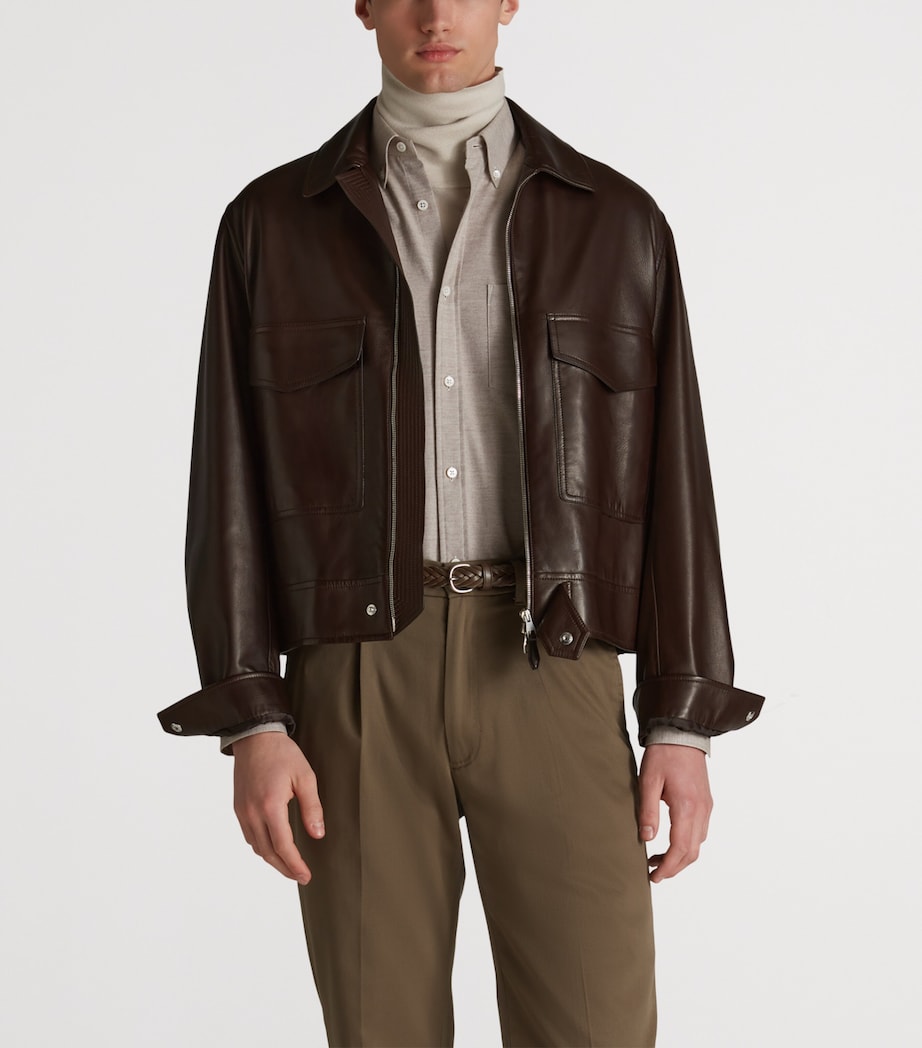 Leather Flight Jacket 203COFFEE Image 3
