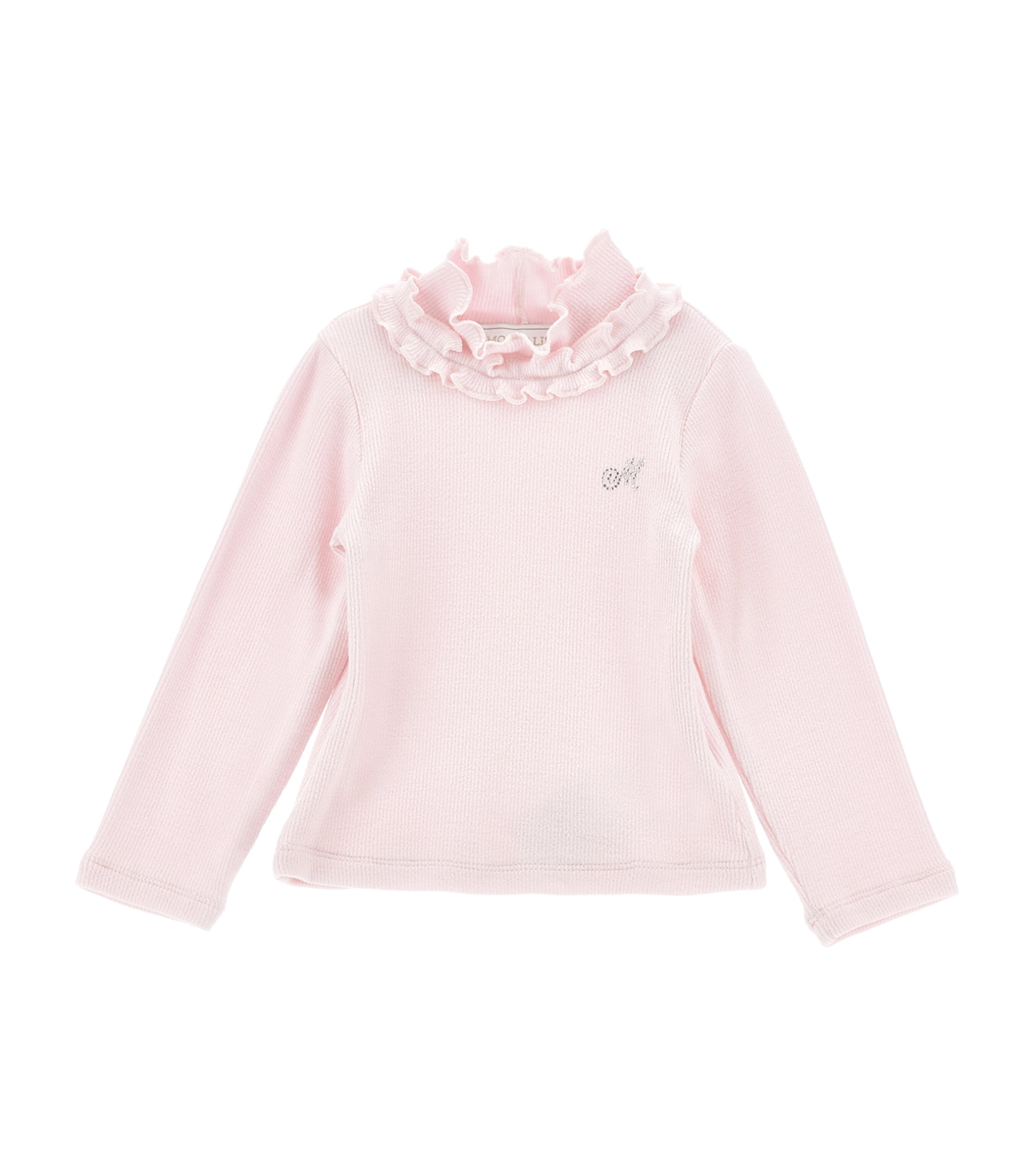 Monnalisa Embellished Ruffled Sweater In Pink