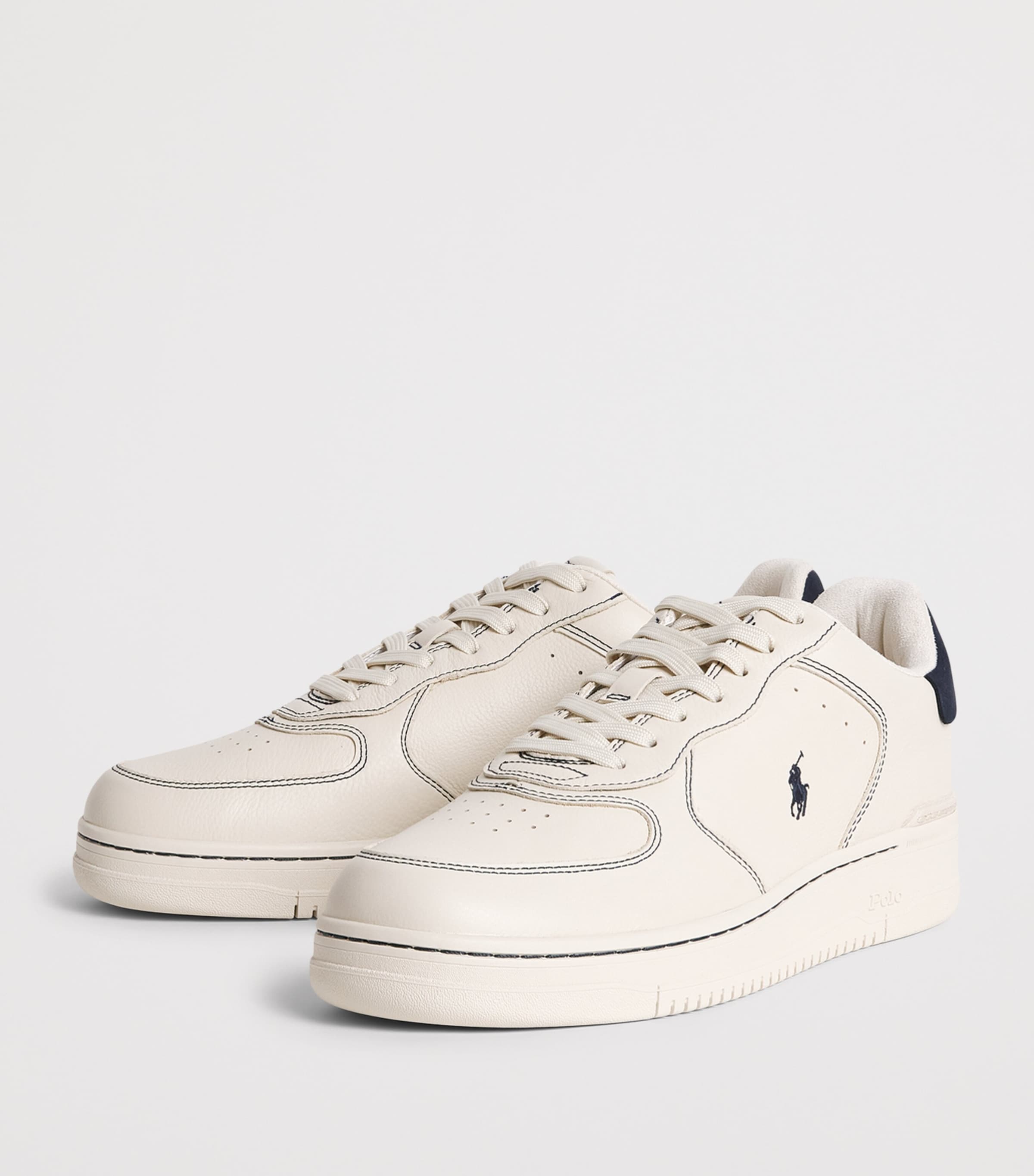 Polo Ralph Lauren Leather Masters Court Sneakers Ecru/navy Image 3