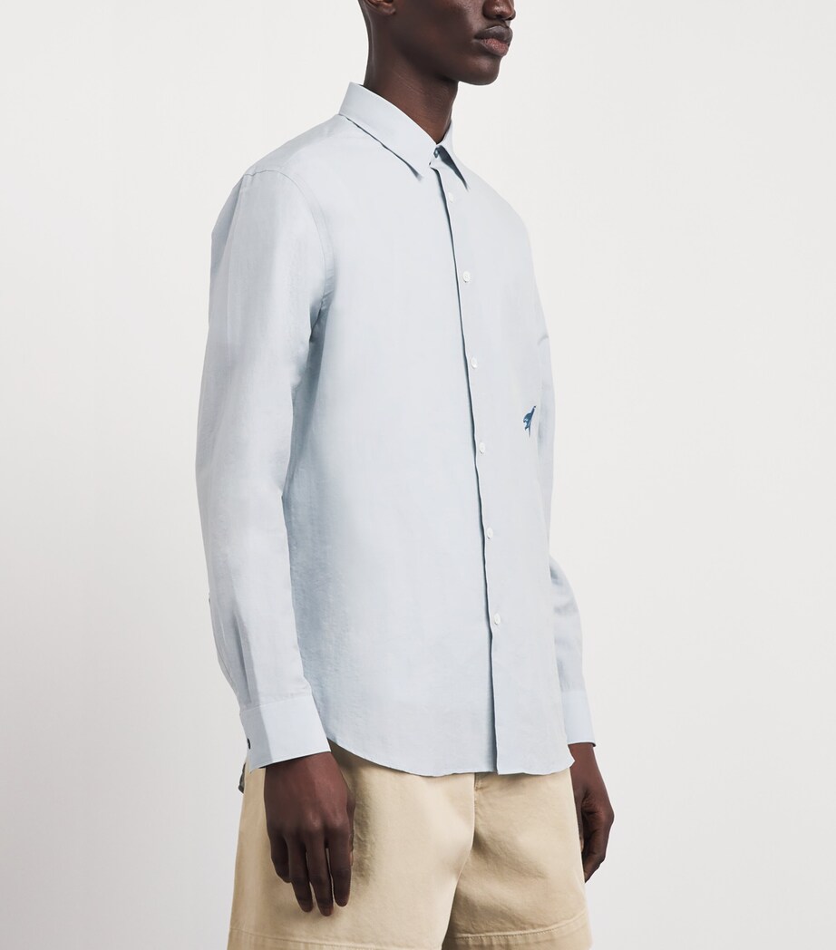 Paul Smith Mens Cotton-Linen Embroidered Oxford Shirt Image 4