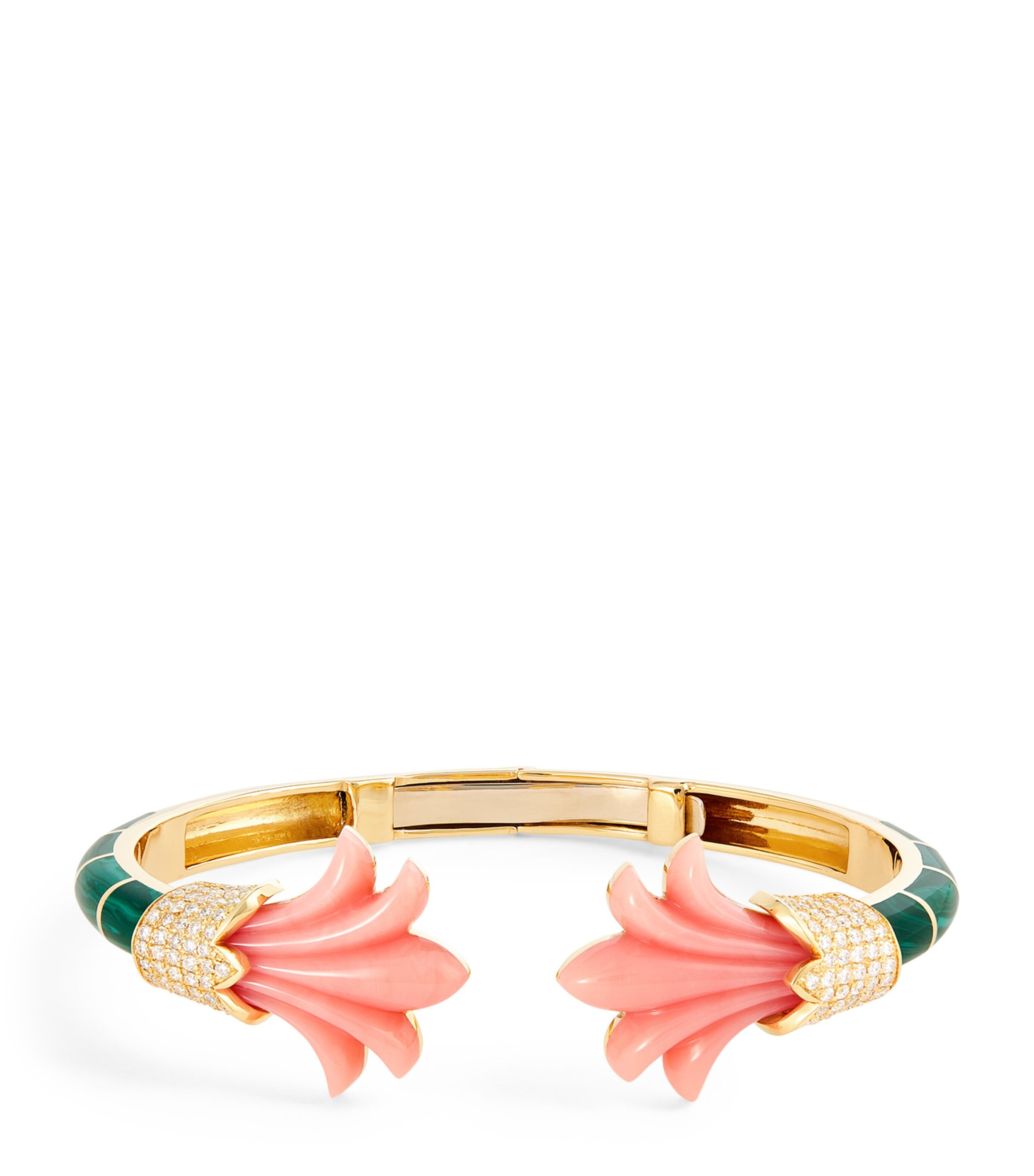 L'ATELIER NAWBAR Yellow Gold, Diamond, Coral and Malachite Psychedeliah Bangle Pink Image 1