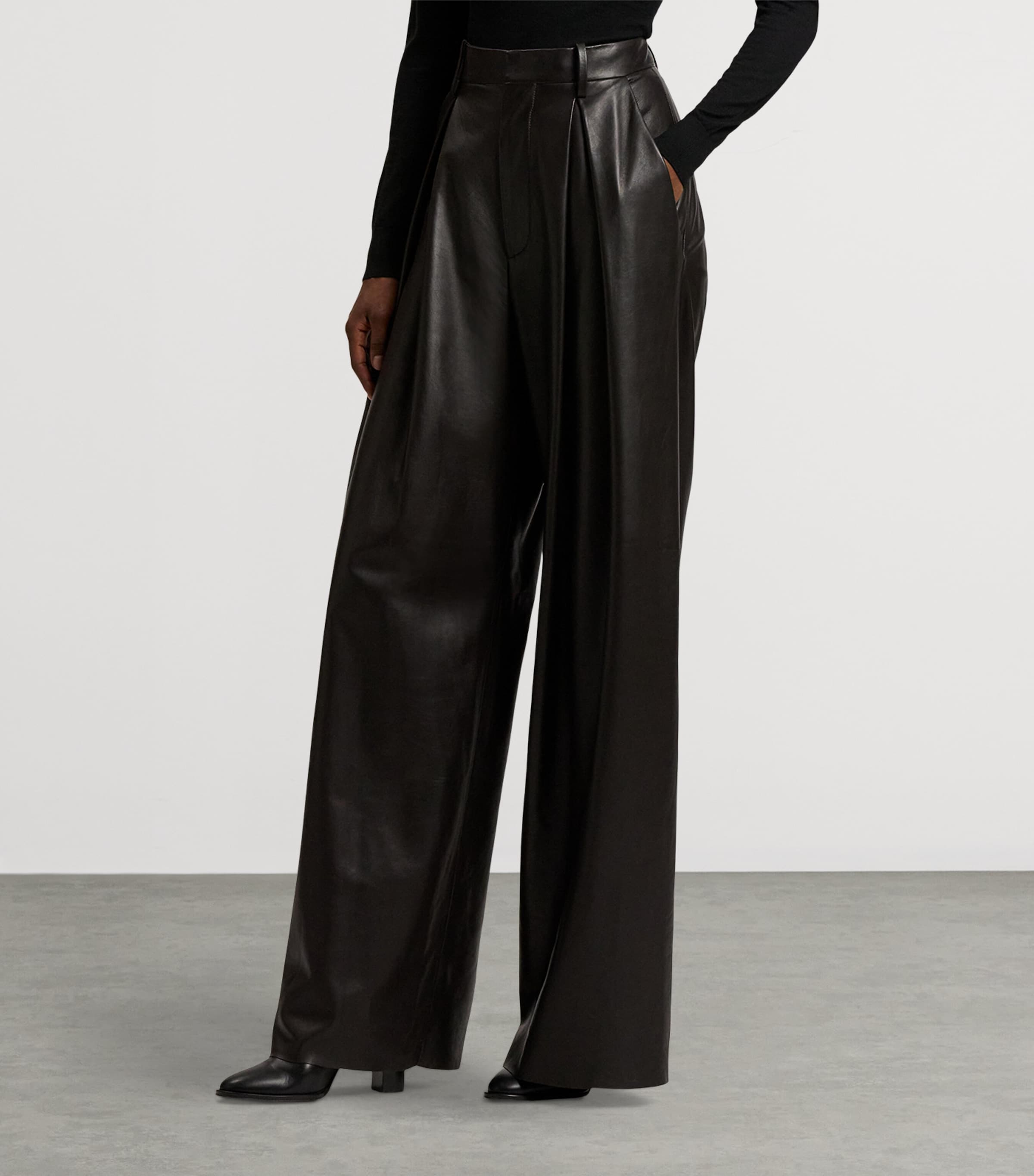 Lambskin Kelsie Trousers DARK BROWN Image 2