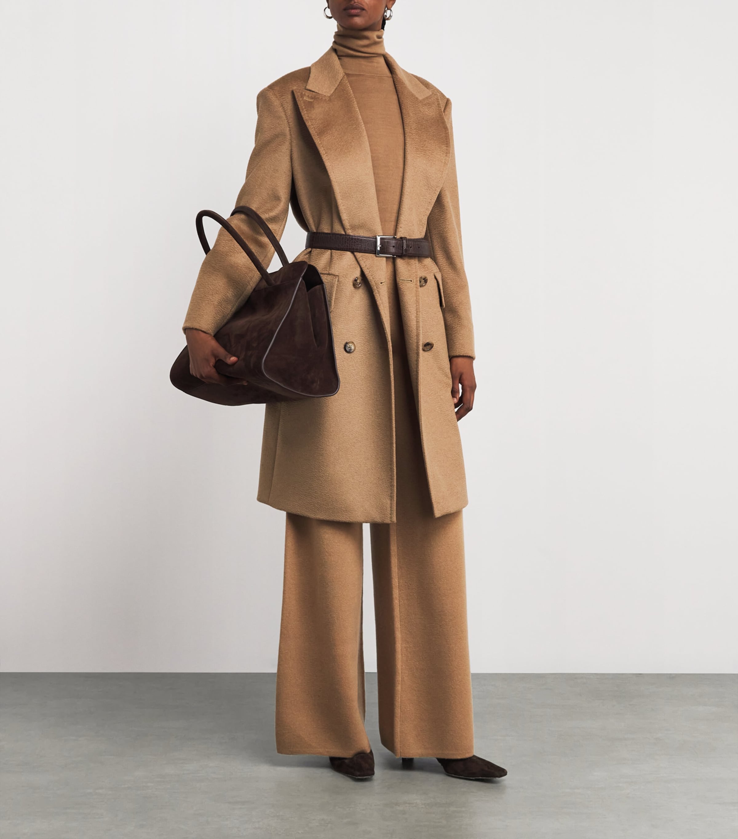 Camel Wool Peak Lapel Pea Coat CAMEL Image 2