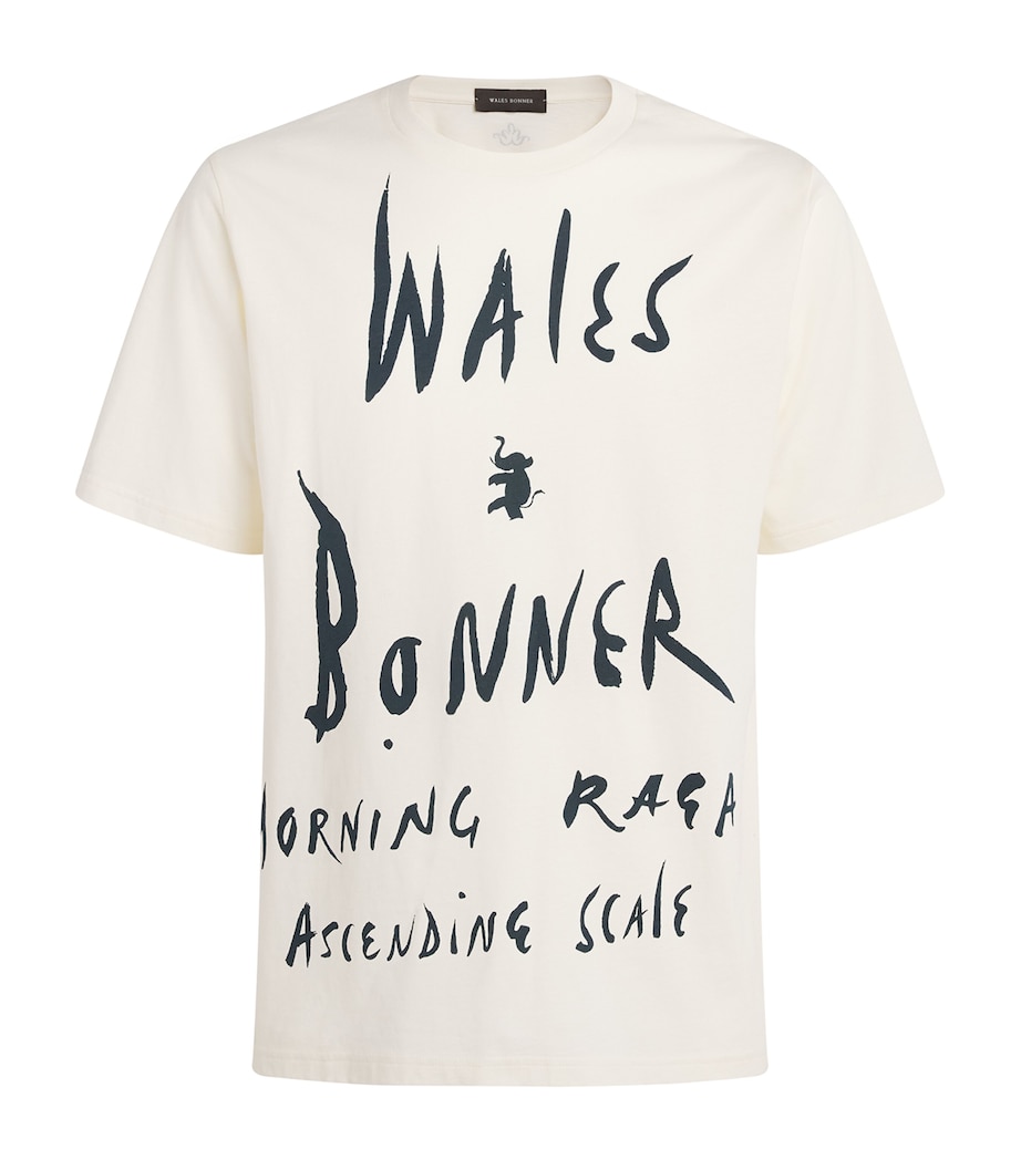 Wales Bonner Mens Cotton Raga T-Shirt Ivory Image 1