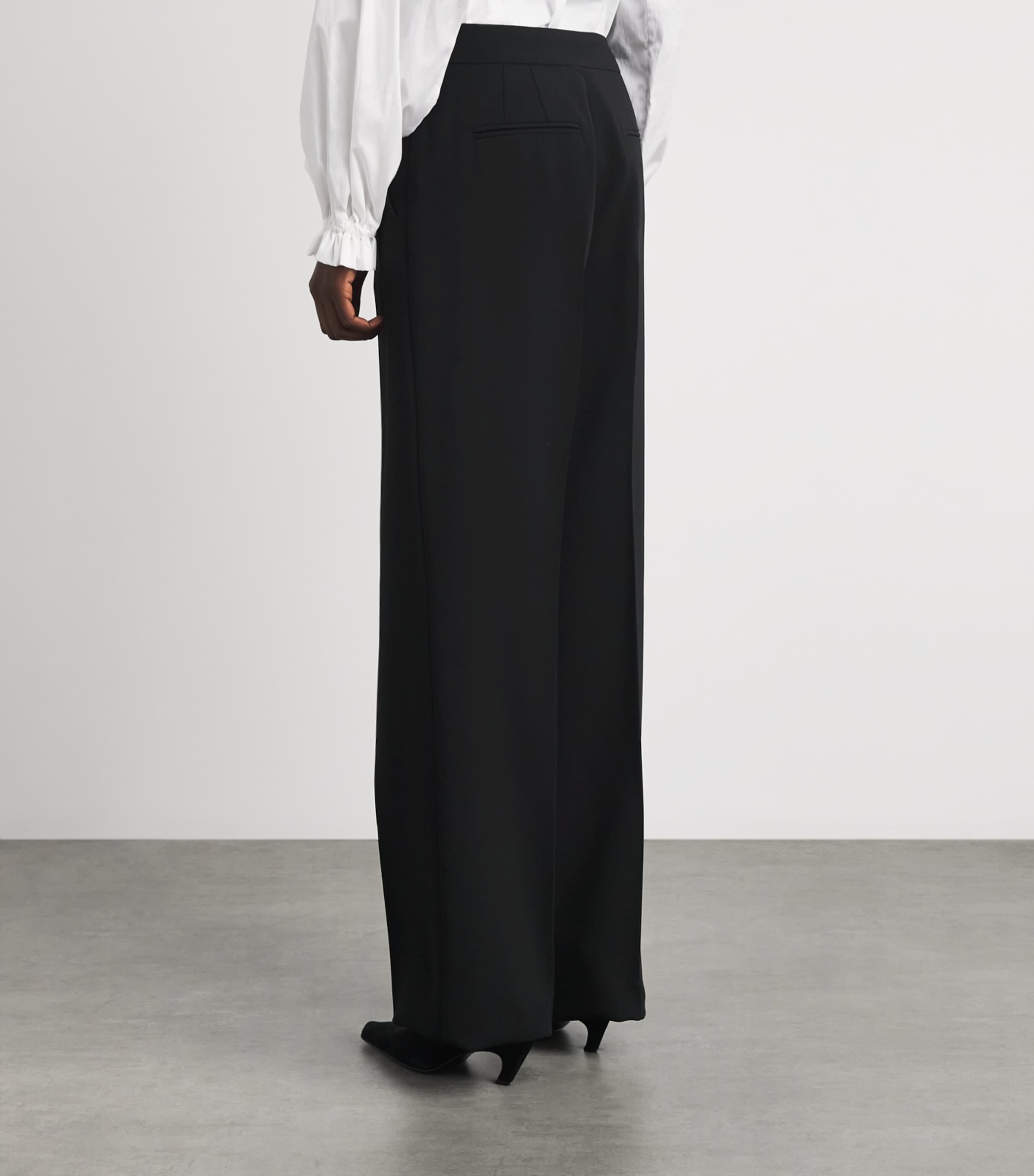Max Mara Womens Virgin Wool Palazzo Trousers Black Image 5