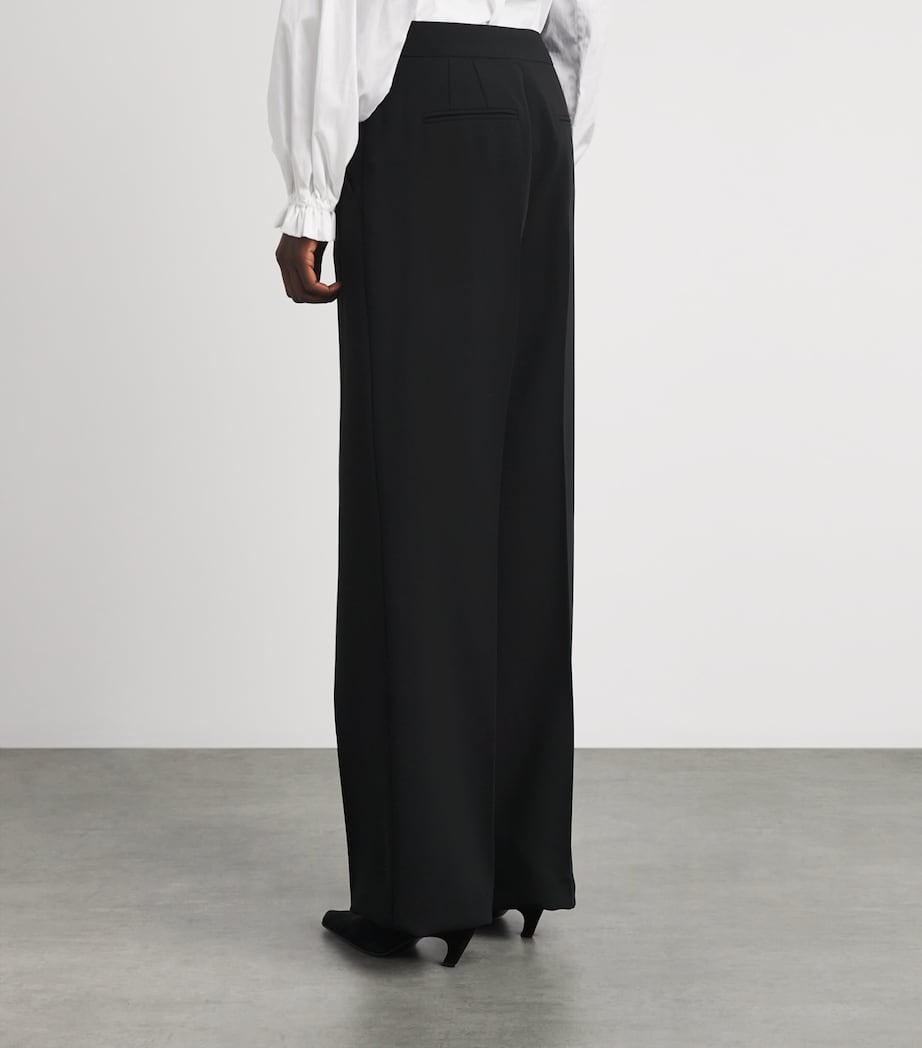 Max Mara Womens Virgin Wool Palazzo Trousers Black Image 5