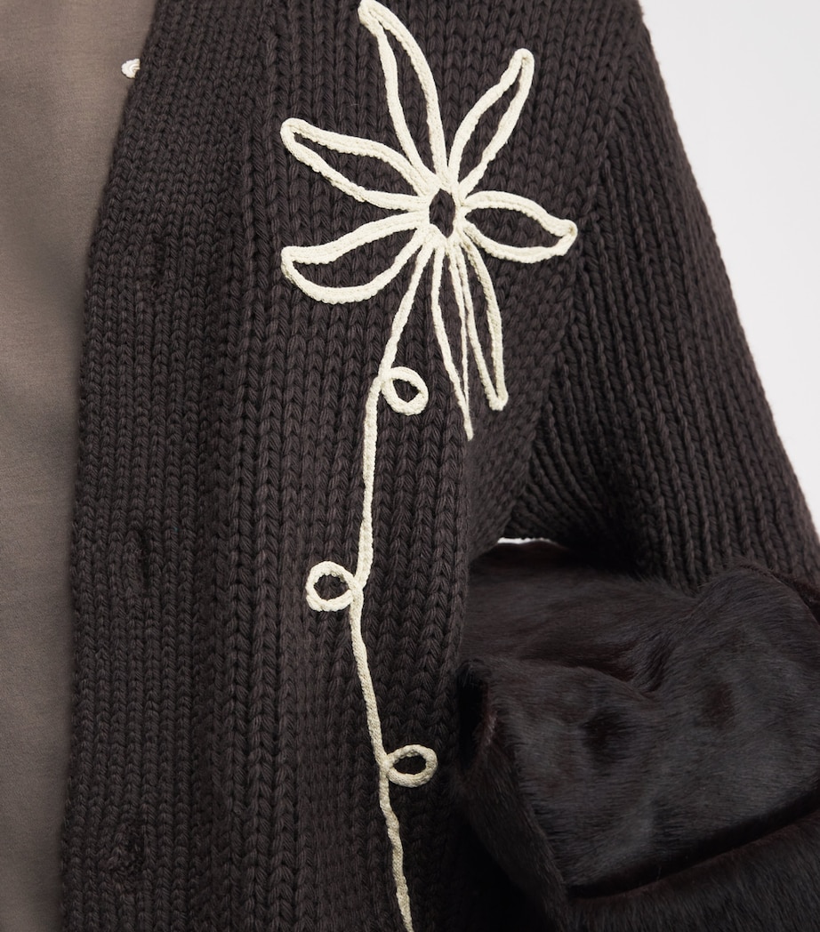 Flower Appliqué Mika Cardigan DUSKY PORT Image 6
