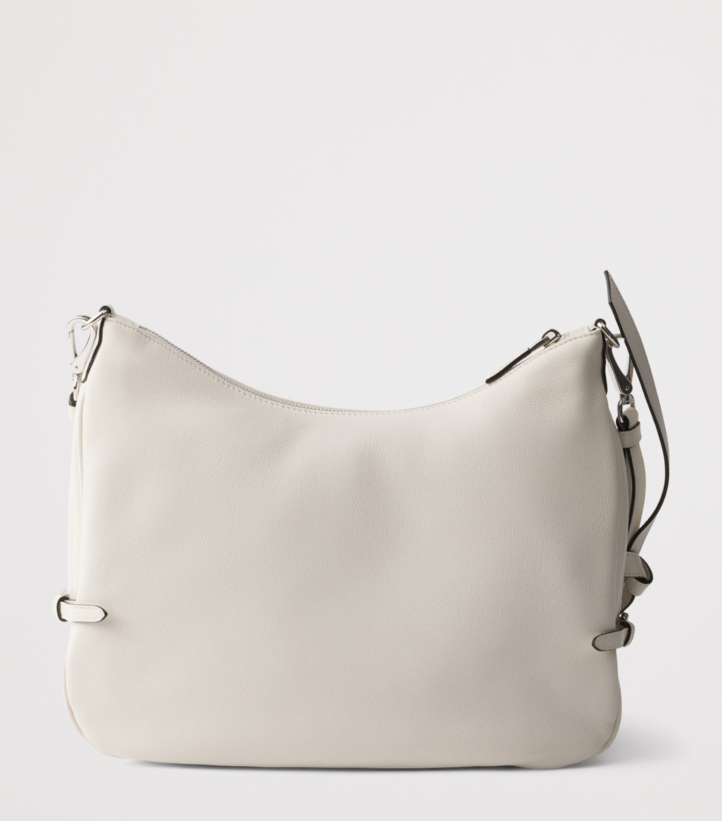 Prada Large Leather Fold Shoulder Bag White Image 8