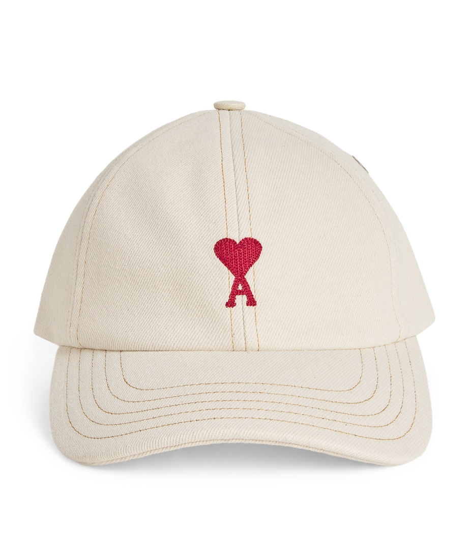 AMI Paris Logo Embroidered Baseball Cap Blanc Image 1