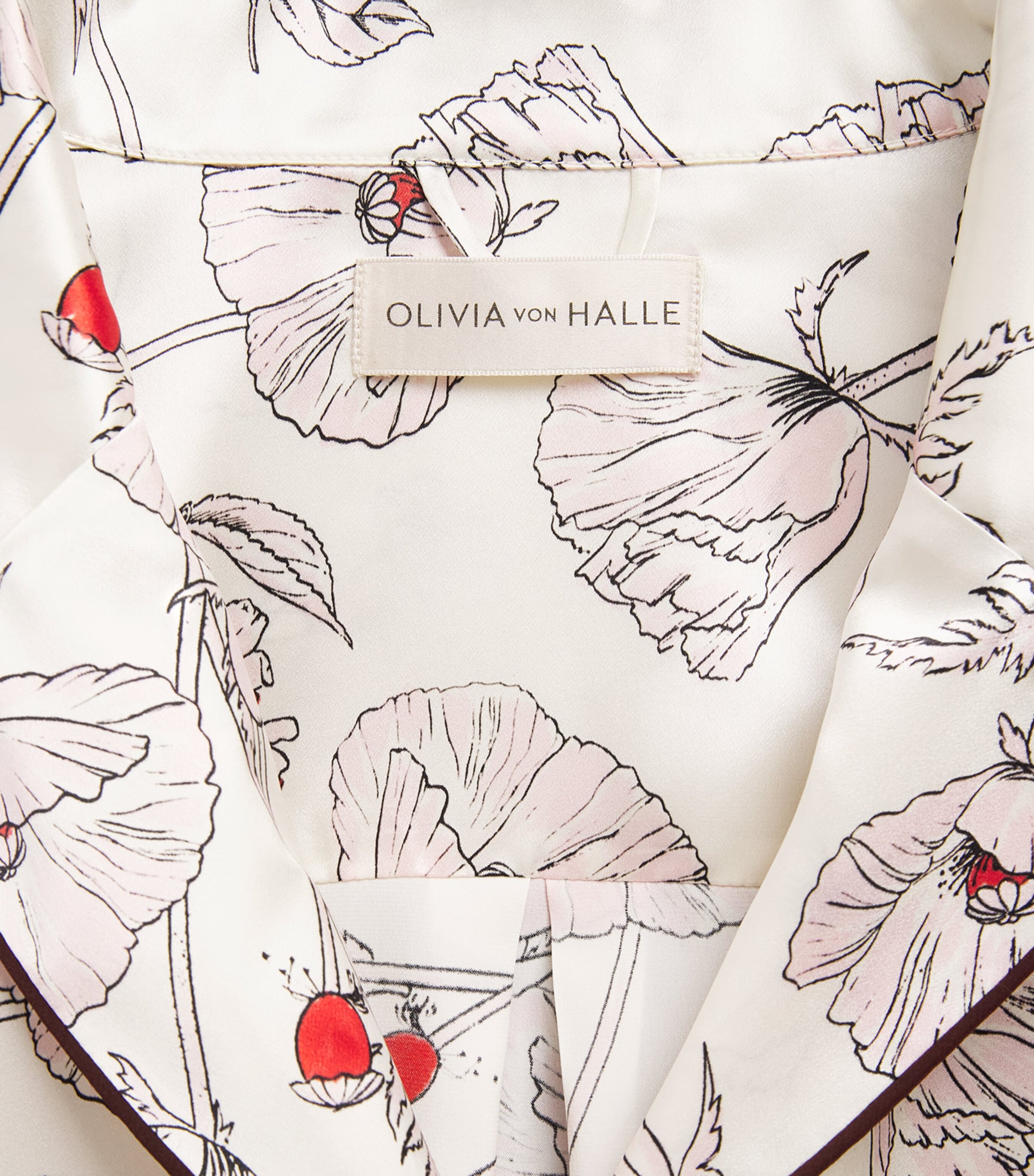 Olivia von Halle Womens Silk Poppies Alba Pyjama Set Rosalia Image 6