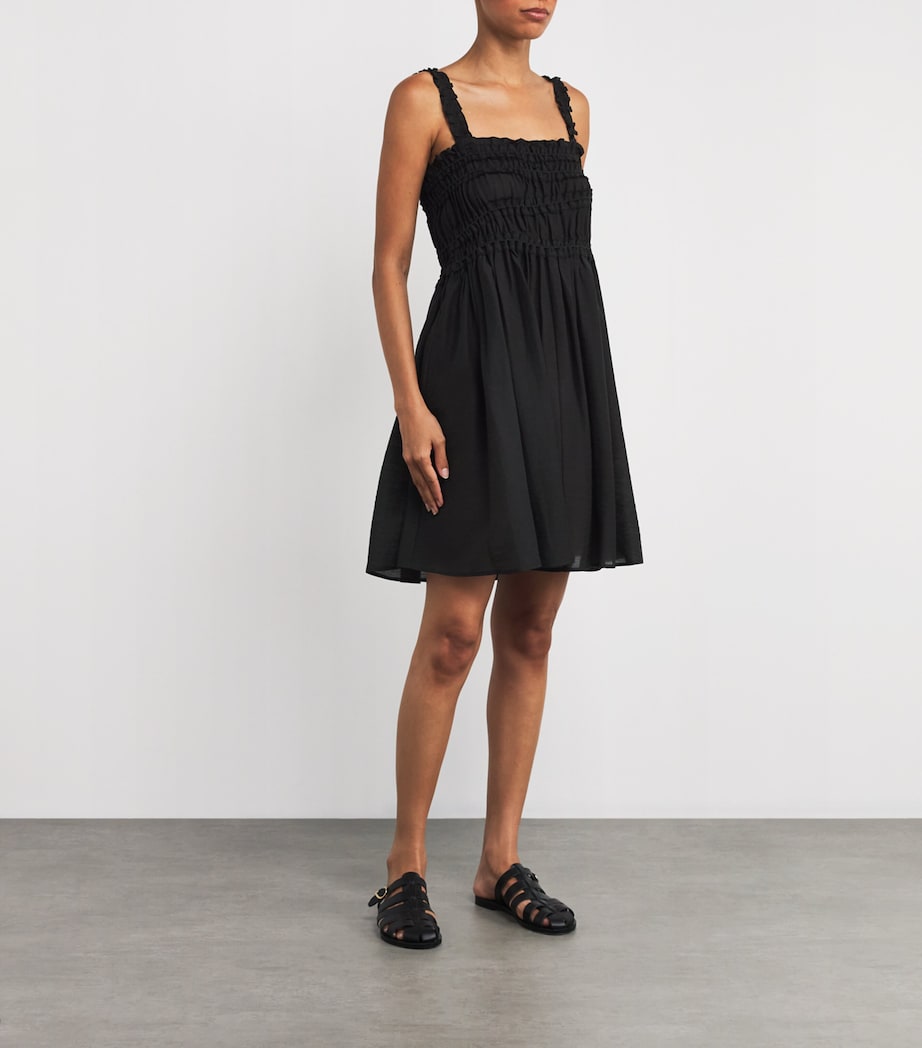 Smocked Midi Dress BLACK Image 6