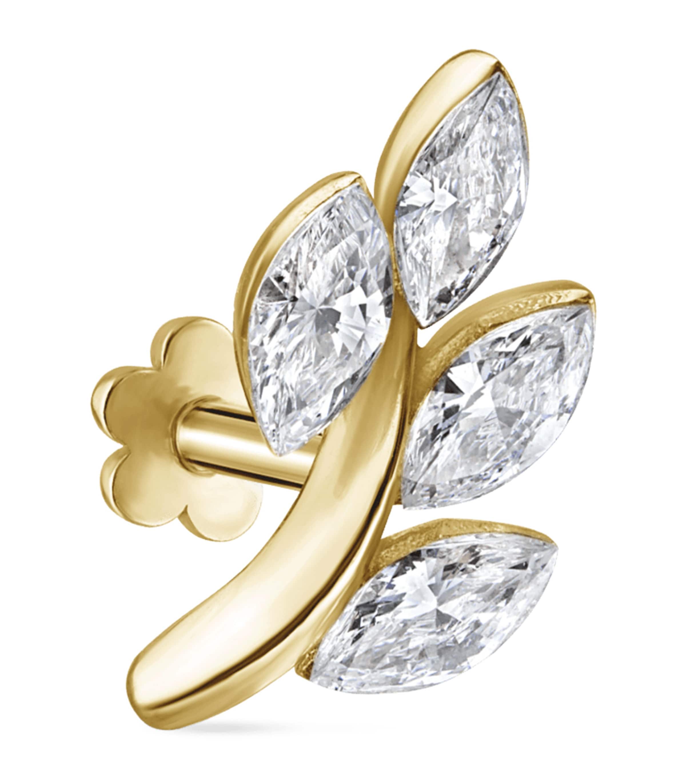 Maria Tash Diamond Vine Threaded Stud Earring In Gold