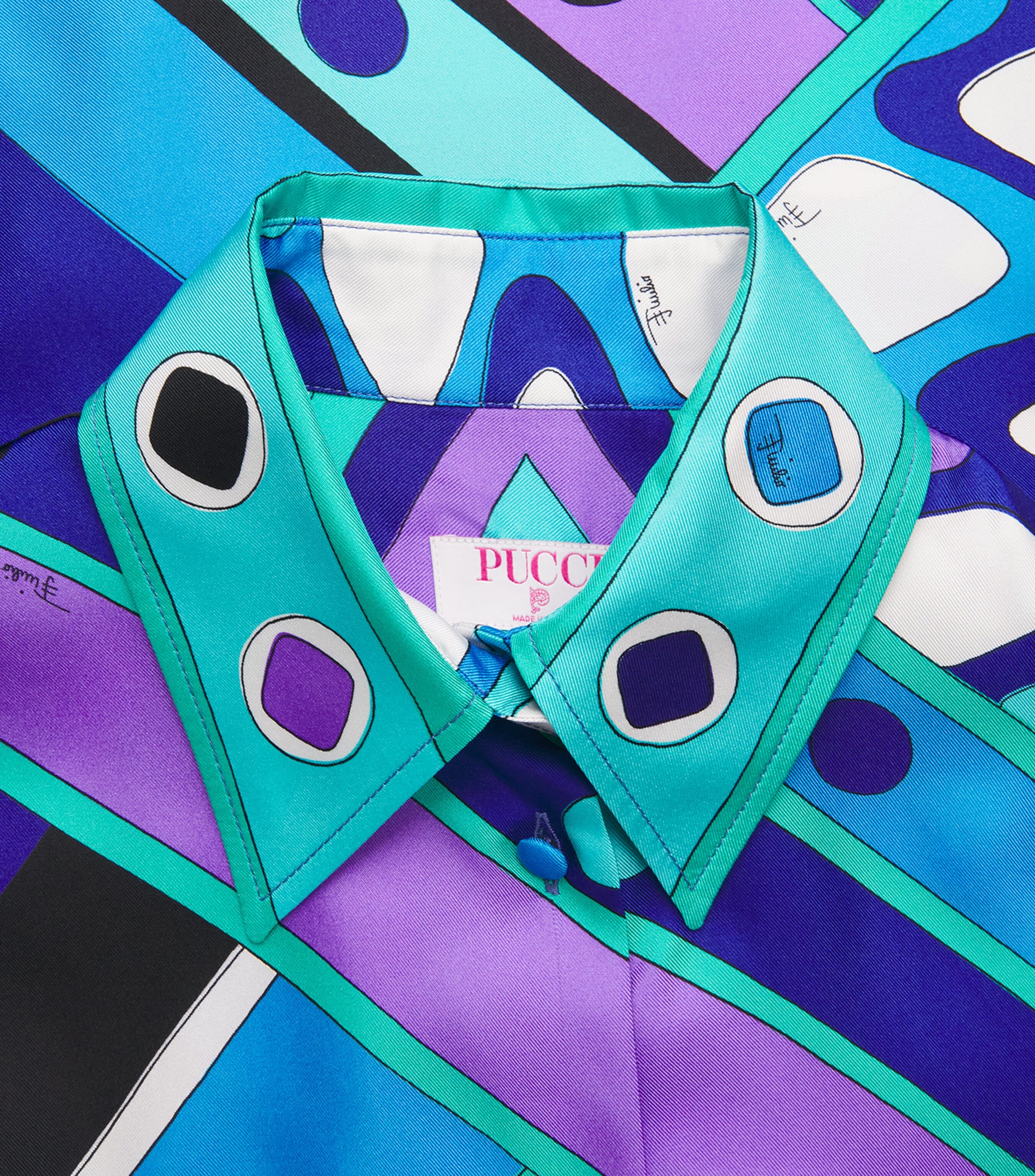 PUCCI Blue Silk Geometric Oversized Shirt | Harrods US