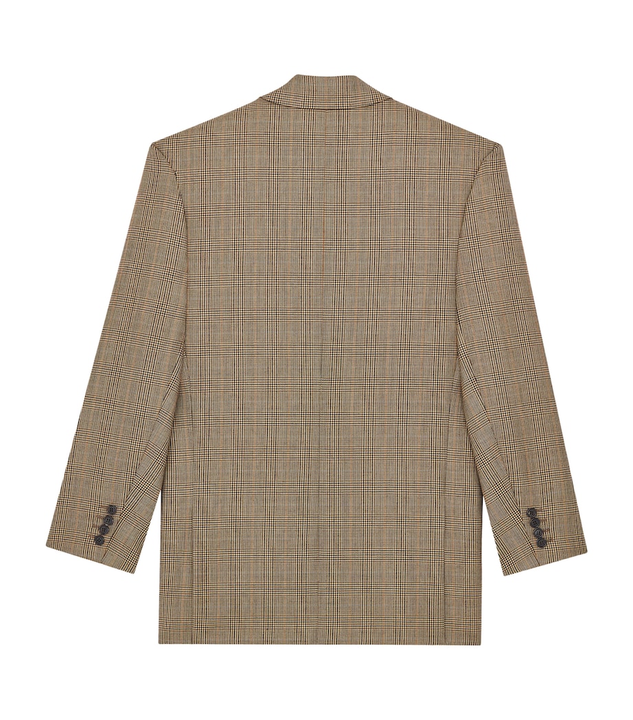 Saint Laurent Womens Wool Check Double-Breasted Blazer Image 3