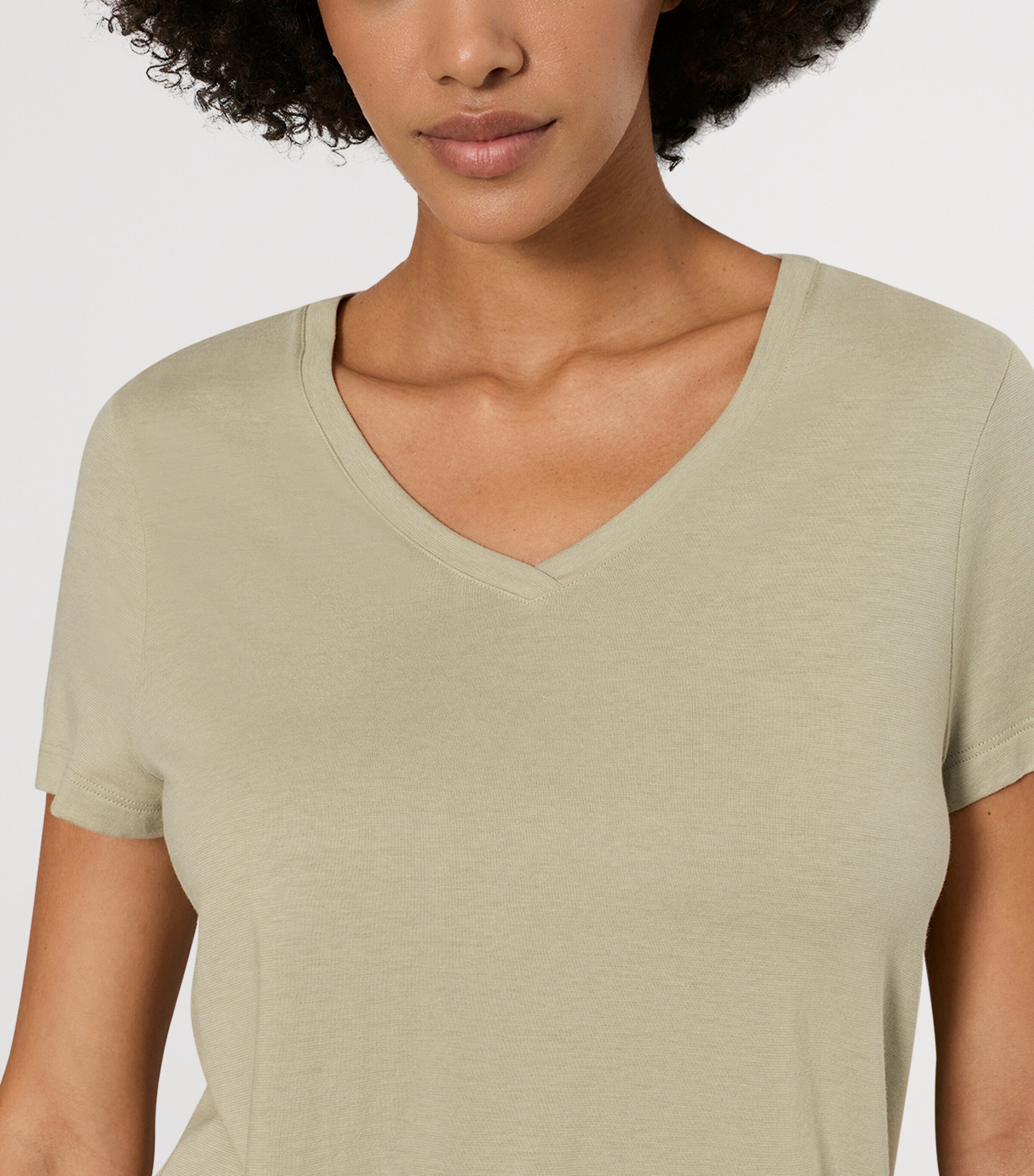 Hanro Womens Stretch-Cotton Sleep & Lounge T-Shirt Olive Stem Image 6