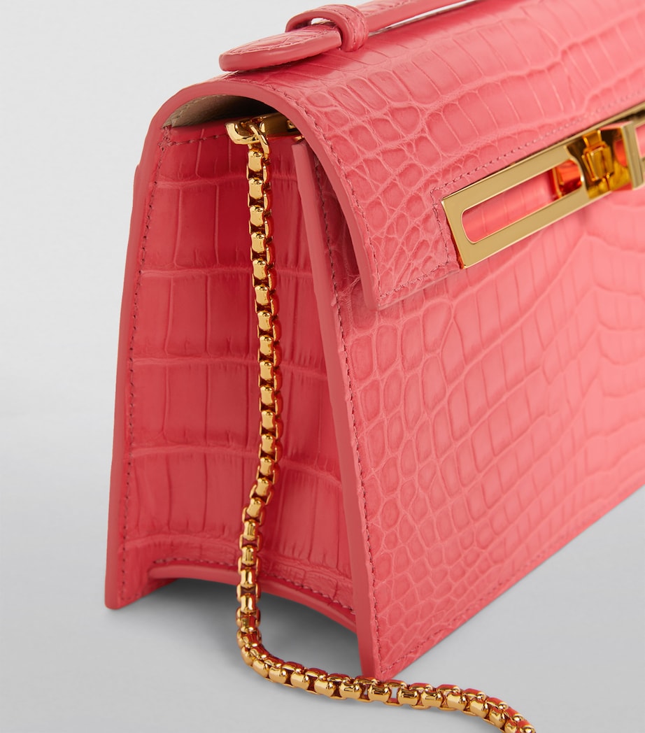 Mini Crocodile Emma Top-Handle Bag PINK MATTE Image 3