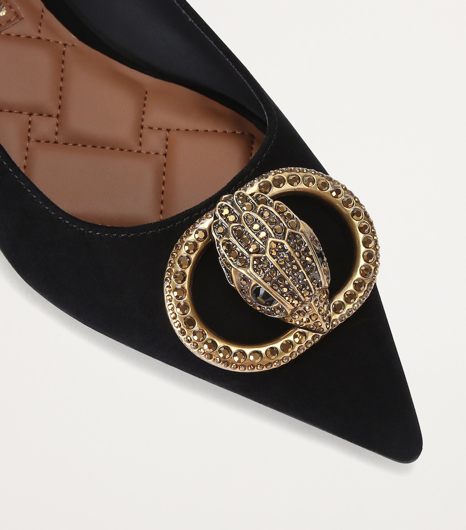 Suede Chelsea Pointed Ballet Flats BLACK Image 4