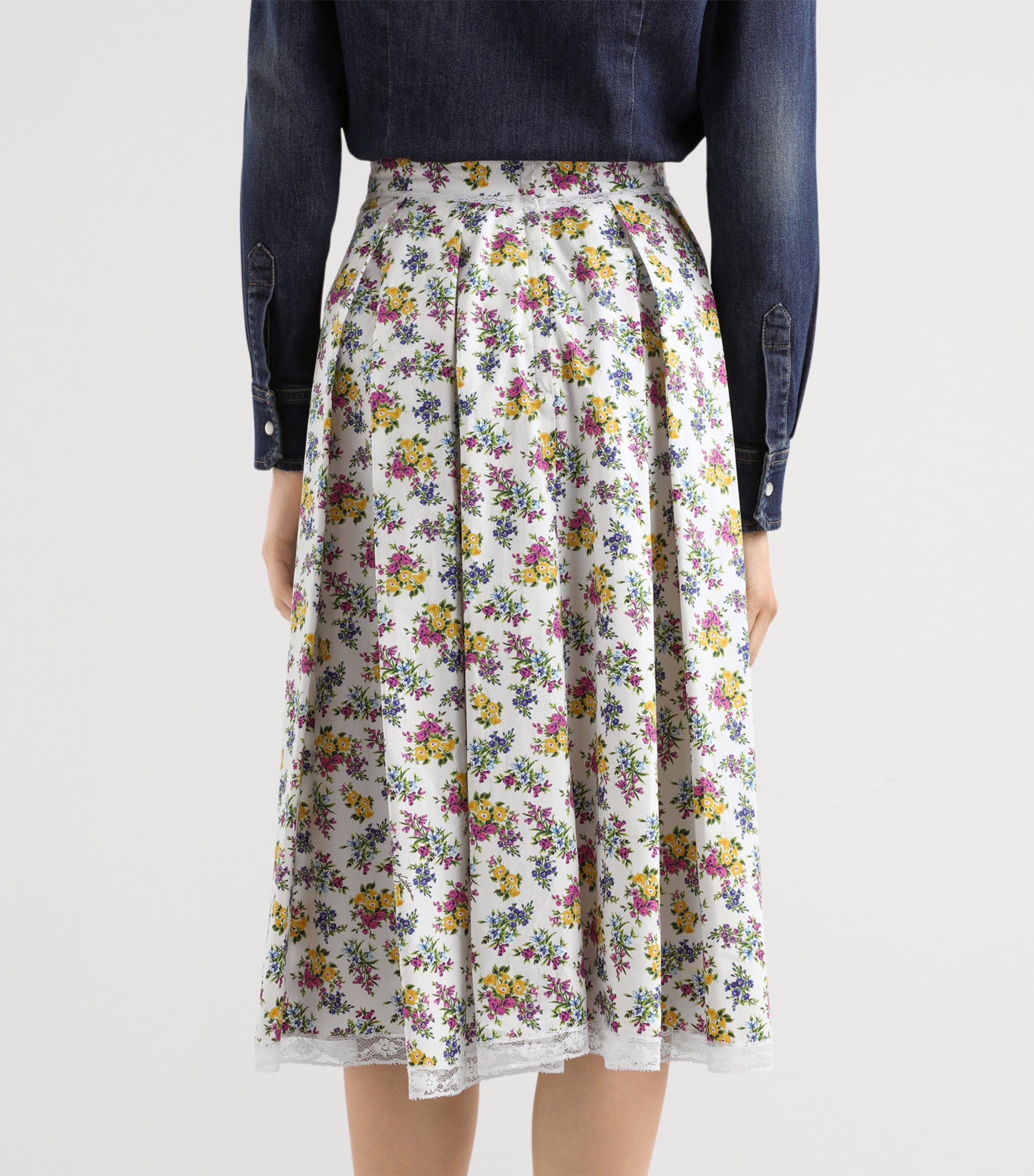 Dolce&Gabbana Womens Cotton-Blend Pleated Midi Skirt Fior Image 5